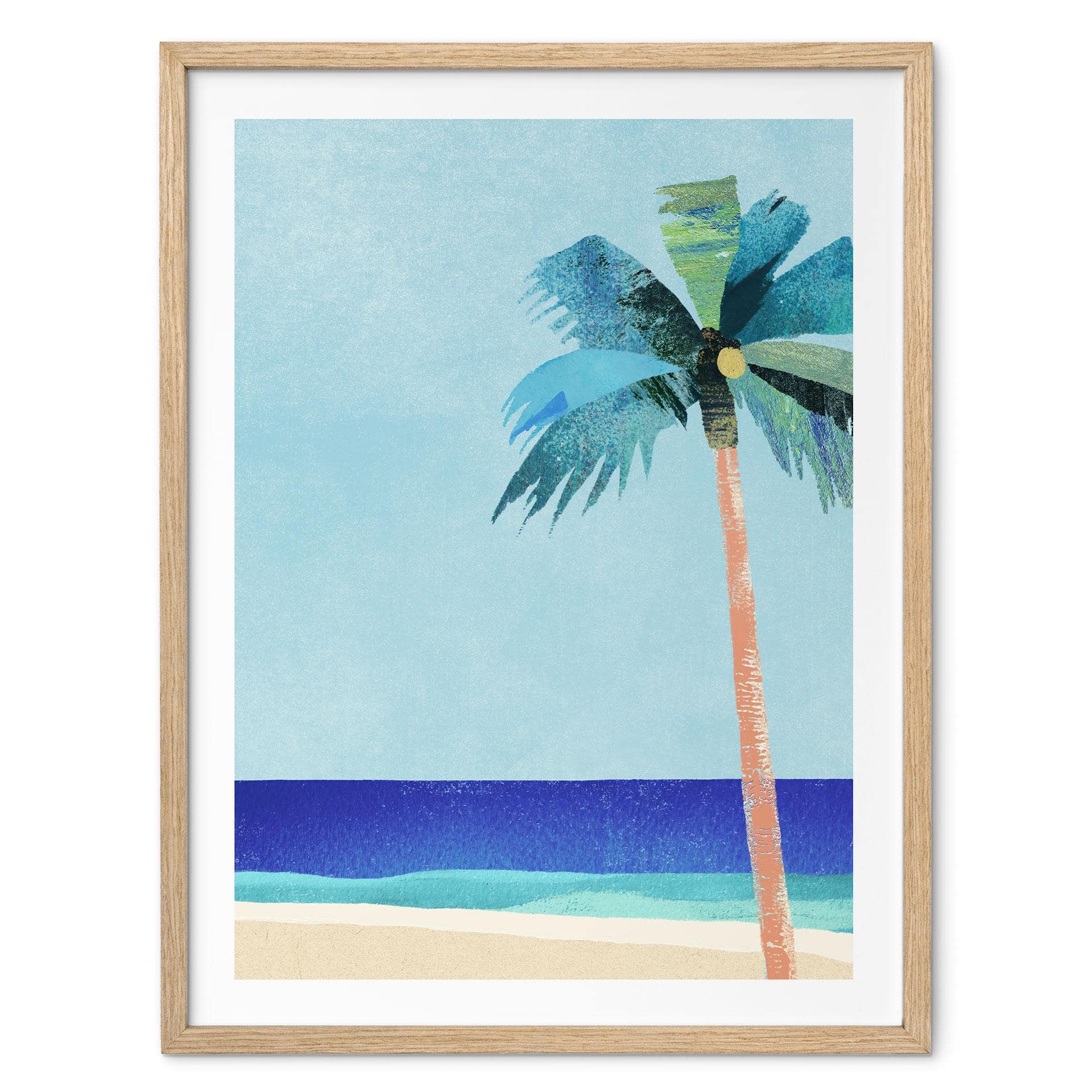 Poster Vakantiestrand met palmboom - Rivers