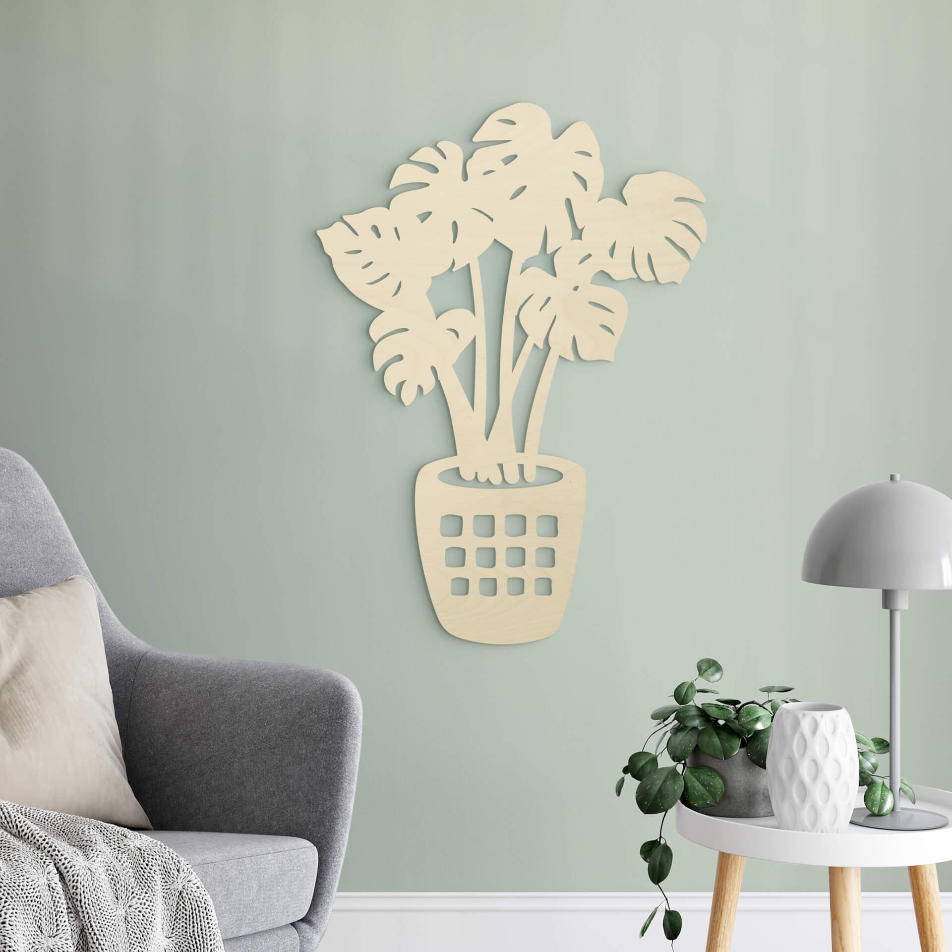 Decoración en madera planta monstera - chopo