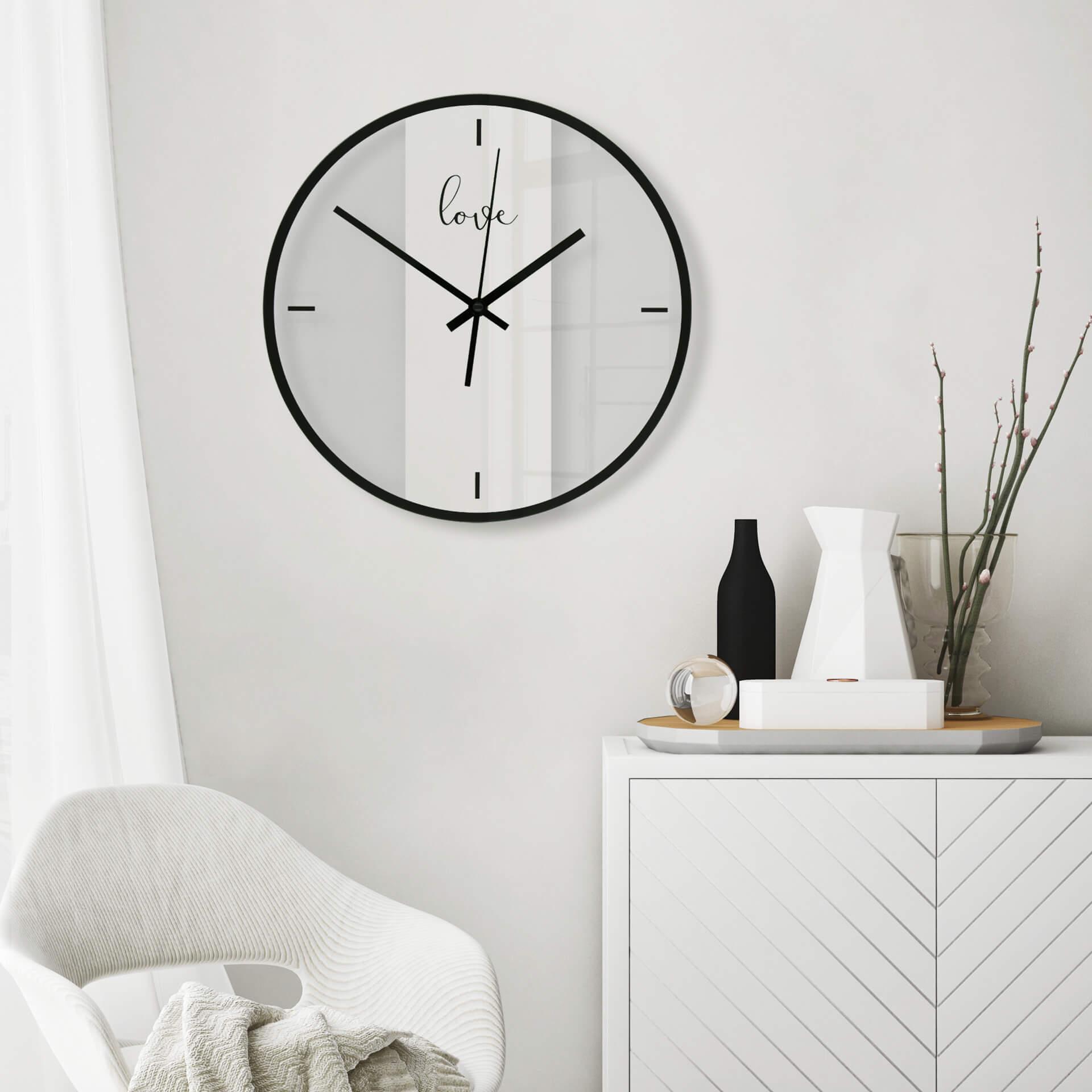 Glazen Wandklok Love