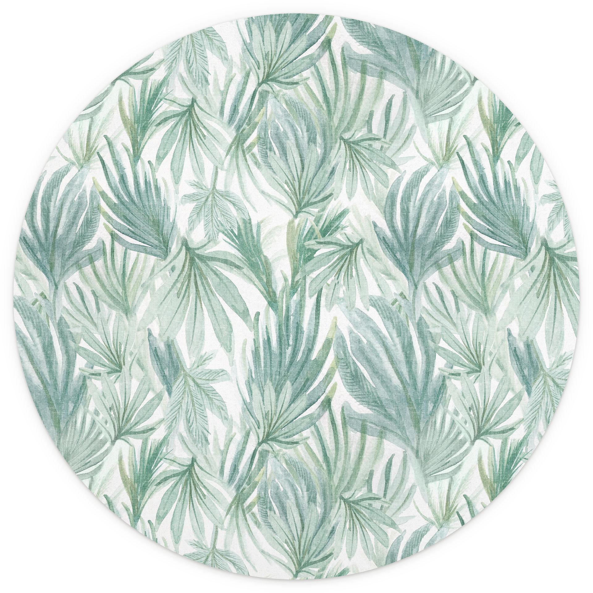 Botanisch Fotobehang groen - palmbladeren in de jungle - Bloemdecor - Rond - Zelfklevend/niet-geweve