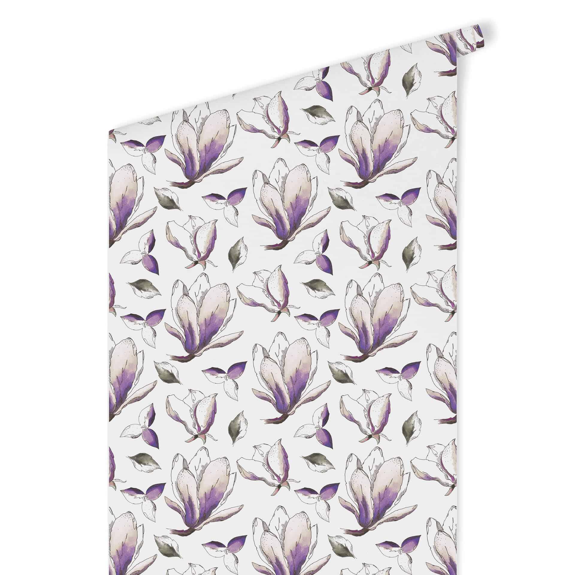 Patroonbehang – Illustrated Flowers – paars