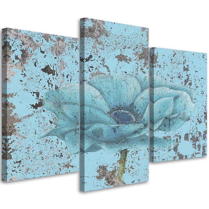 3-delt lærredstryk Vintage Flower Blue