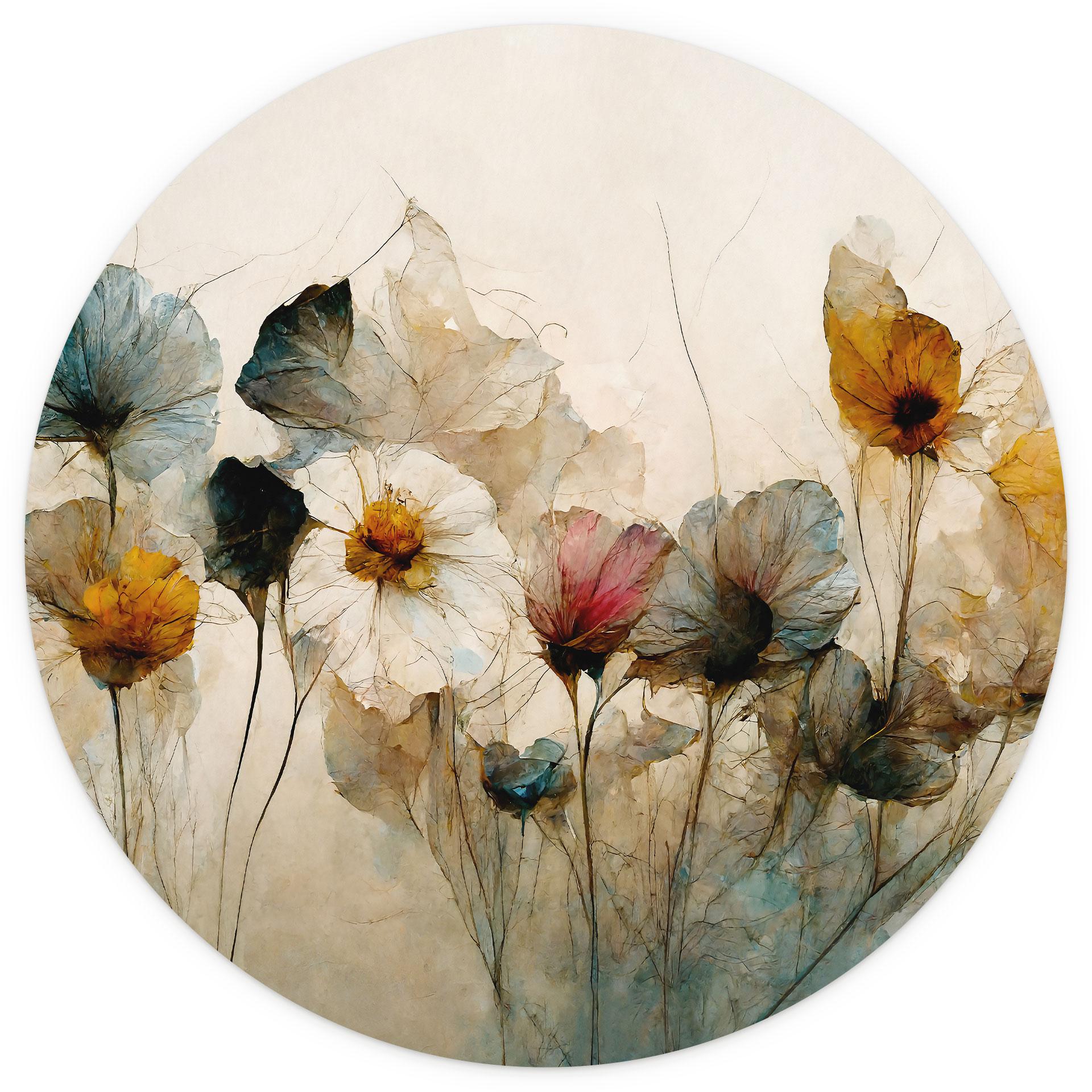 Behangcirkel Boeket van gedroogde bloemen - Treechild - vliesbehang/zelfklevend vliesbehang
