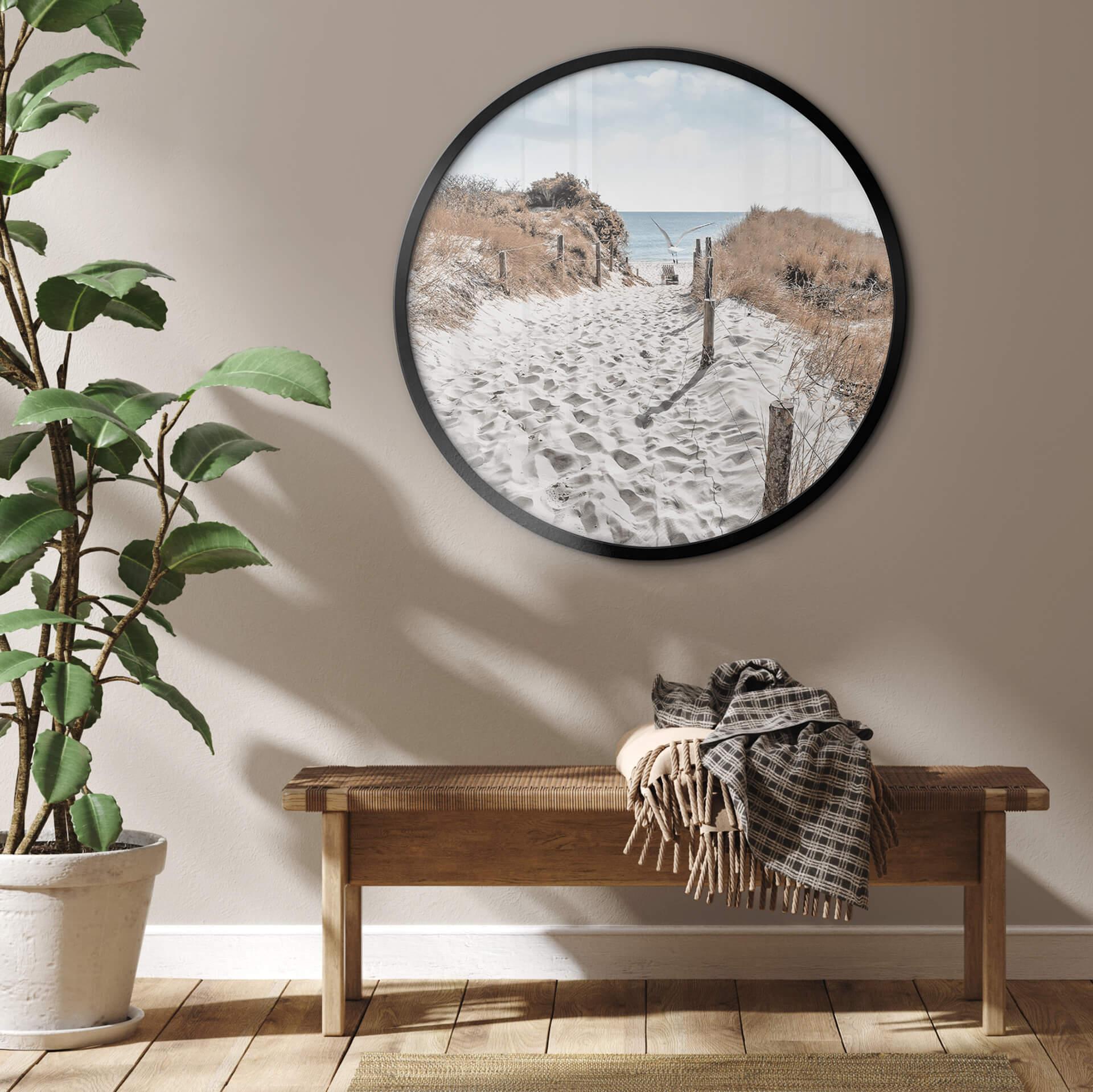 Poster Vorfreude auf den Strand - Rund
