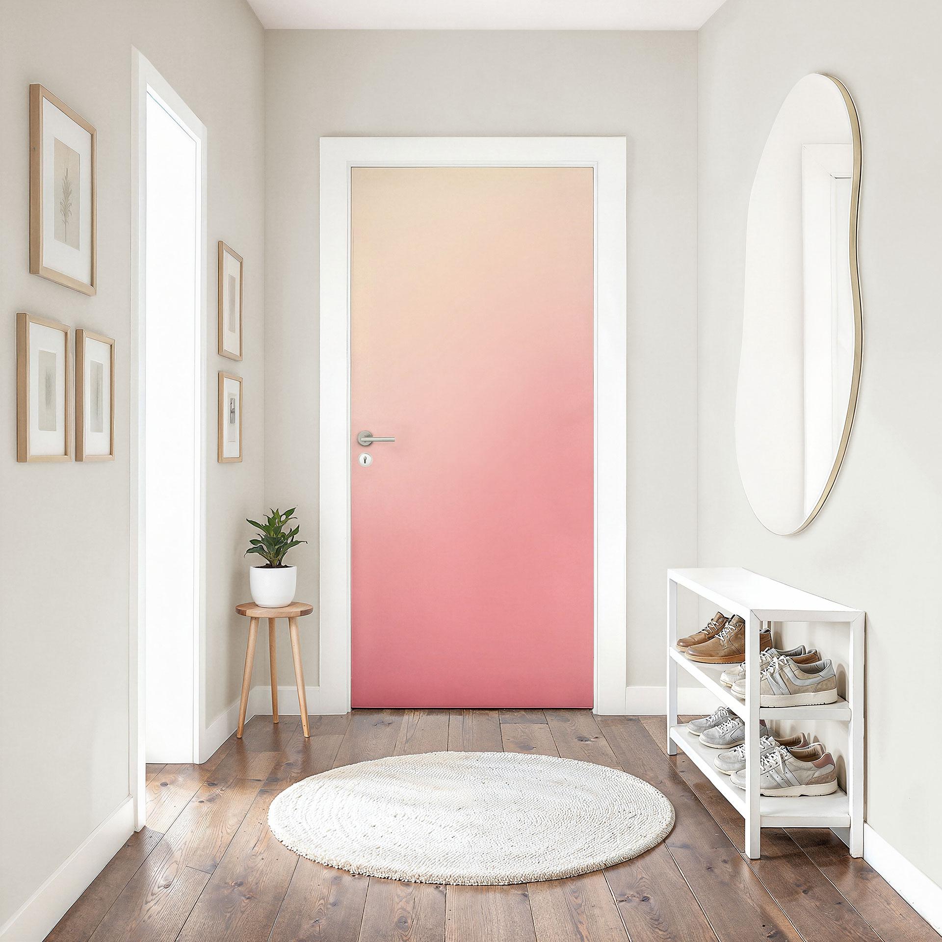 Vinilo sol rosa ombre para puertas - Decoración autoadhesiva para puertas