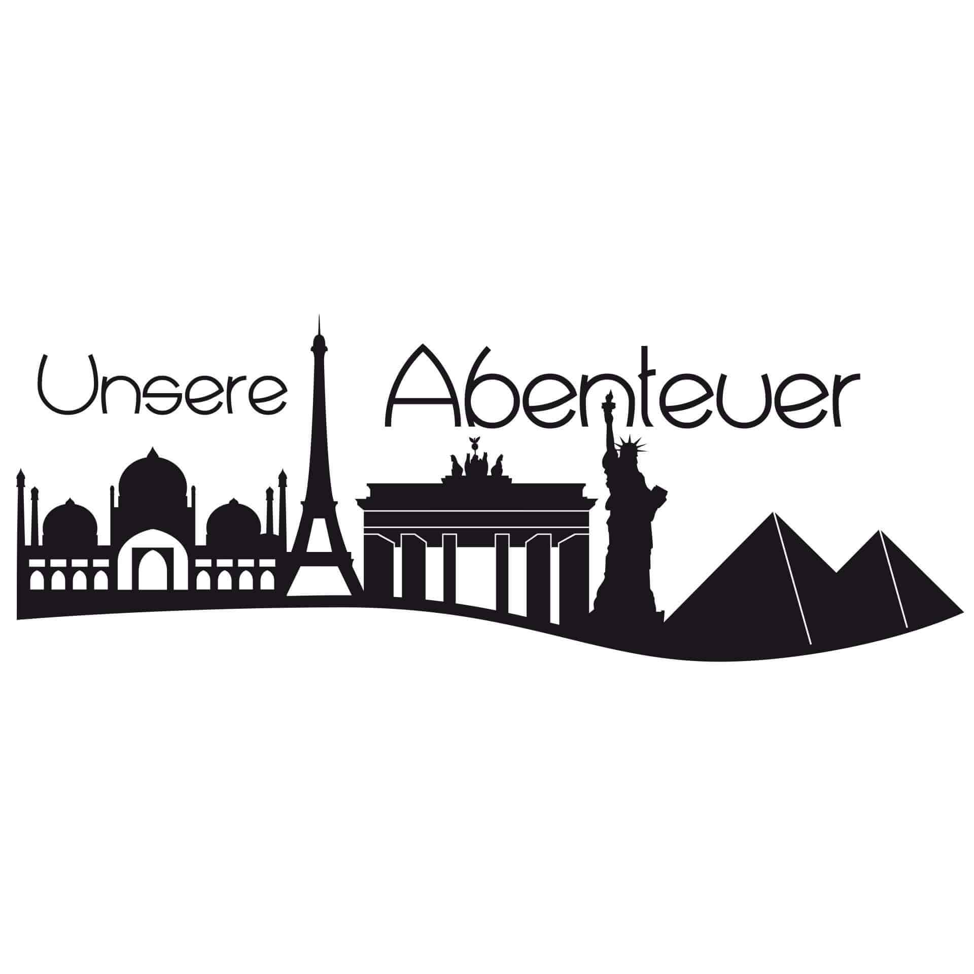 Wandtattoo Unsere Abenteuer inkl. 5 Bilderrahmen