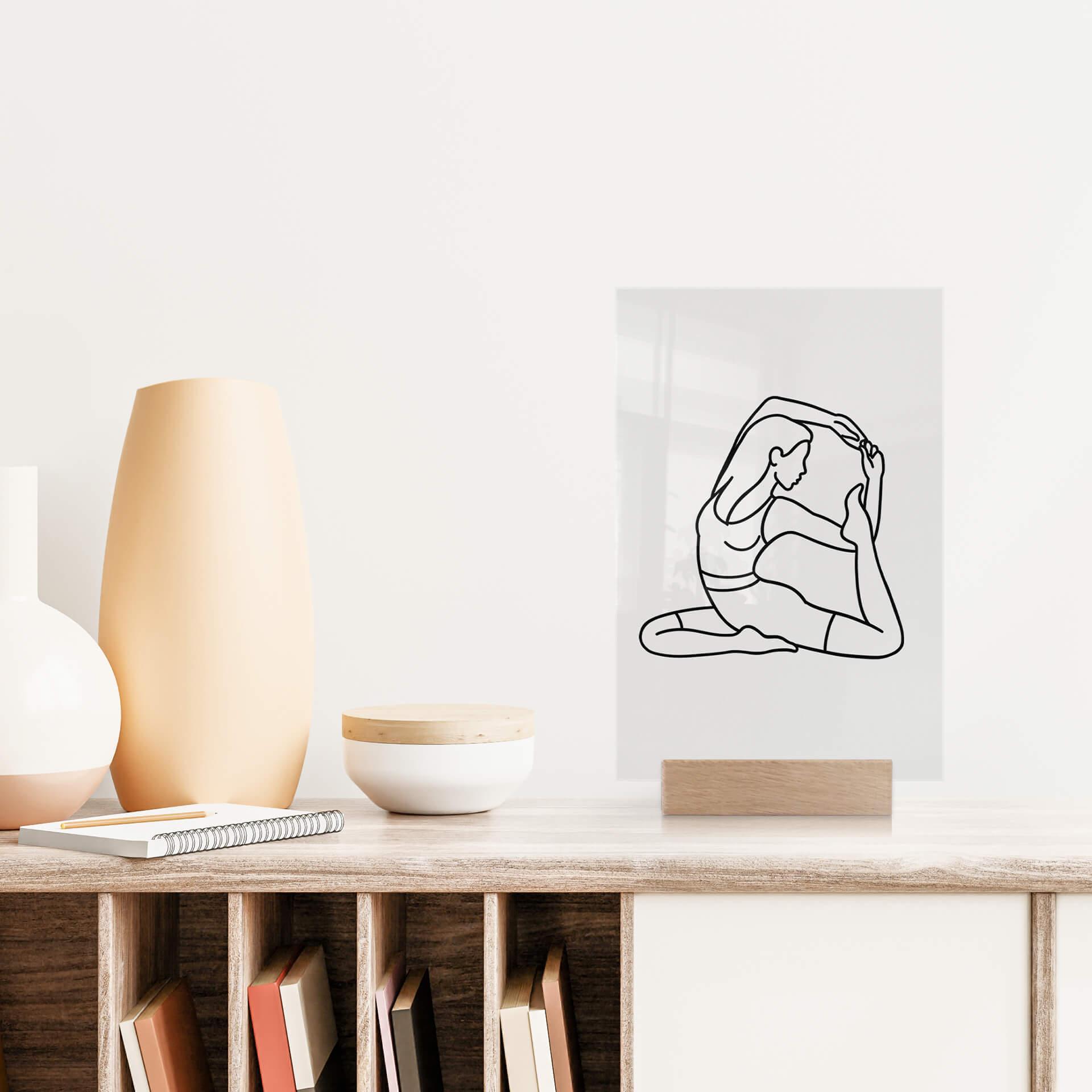 Acrylglas Tafeldecoratie Yoga - Line Art II