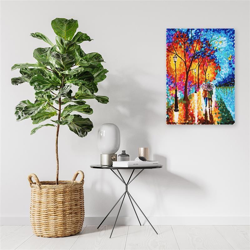Canvasbillede, Efterårstræer i en park