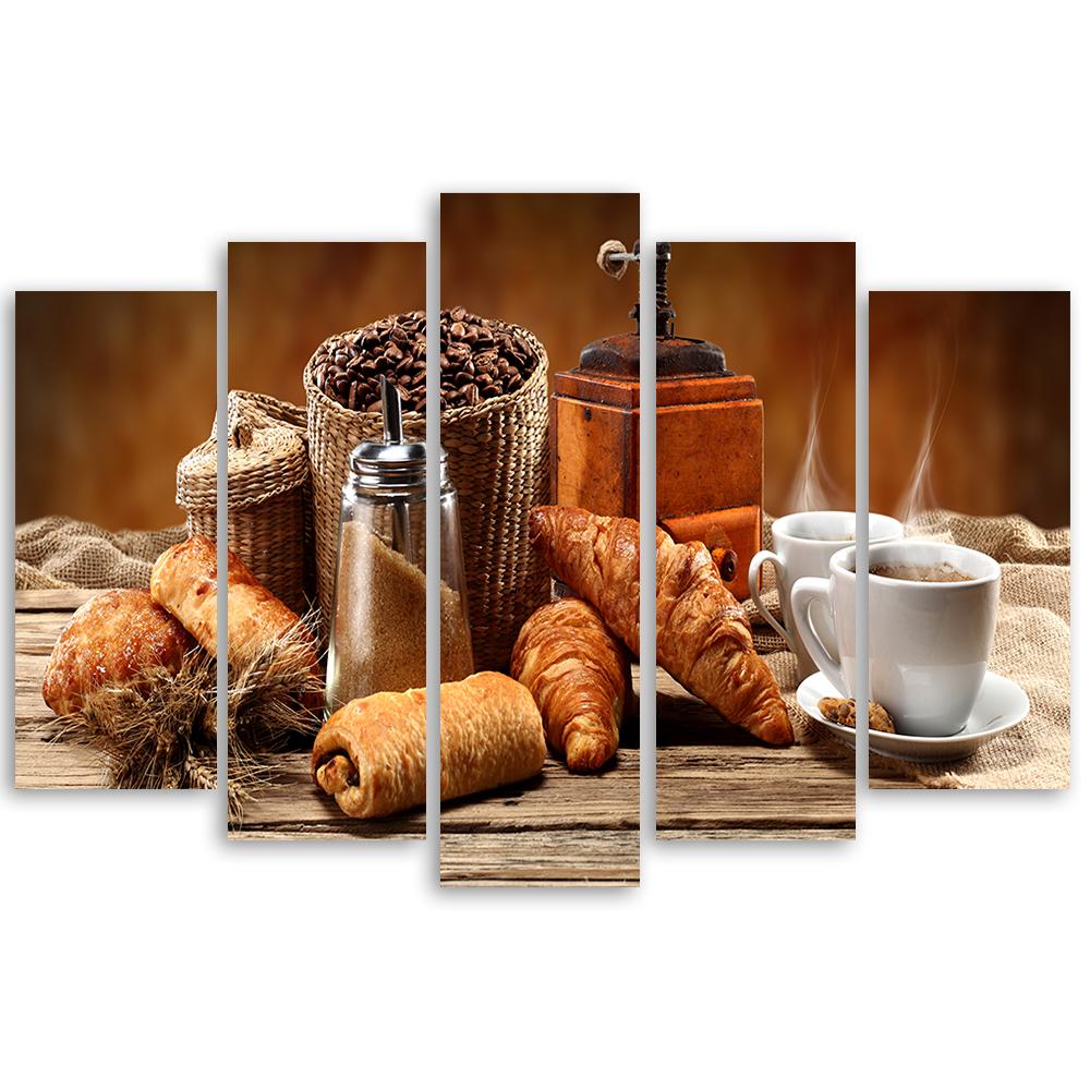 Doek 5 delig, koffie en verse croissants