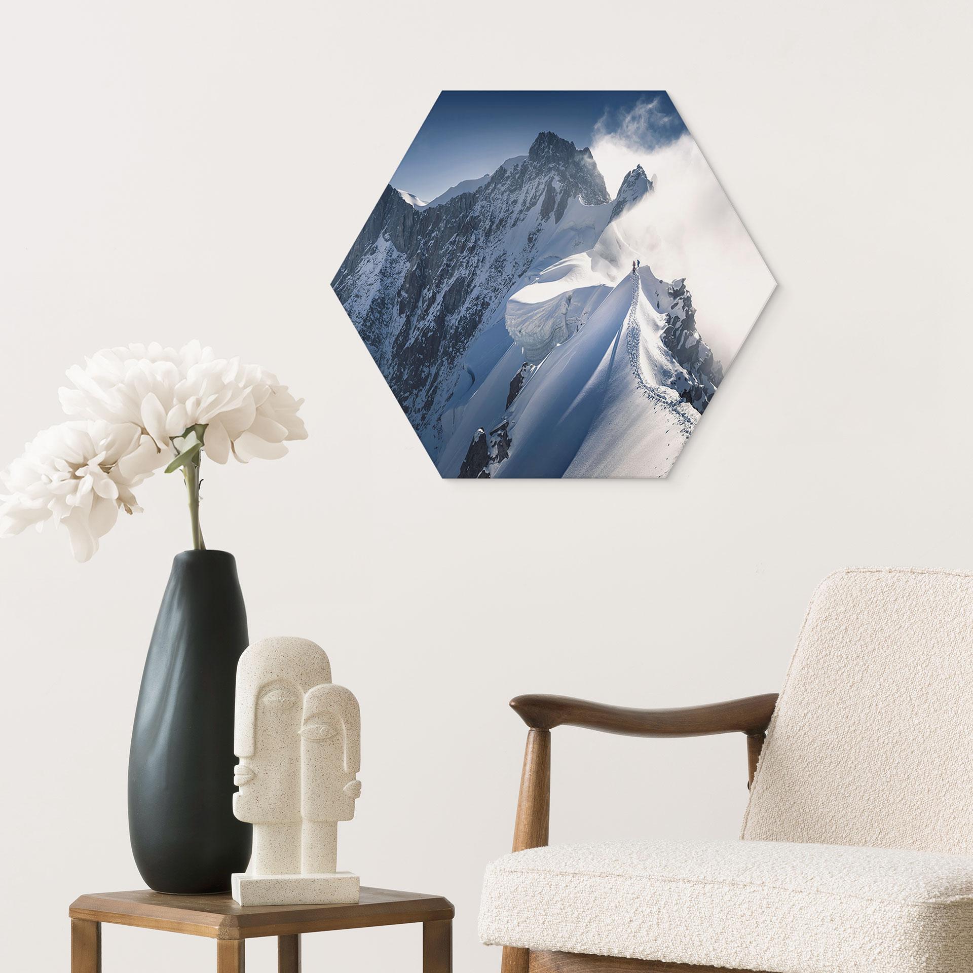 Hexagon aluminium dibond på toppen af Mont Blanc - Nienartowicz