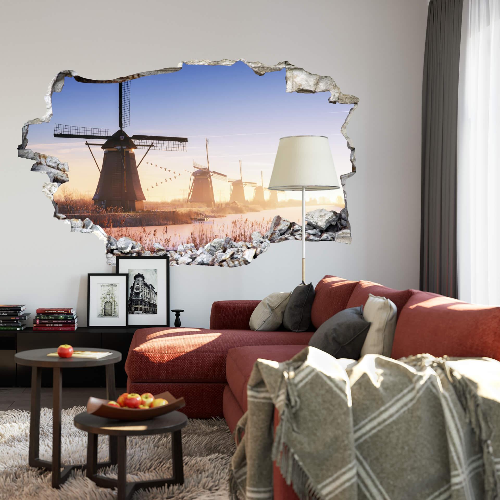 3D Wallsticker - Pablo - Kinderdijk i morgentågen