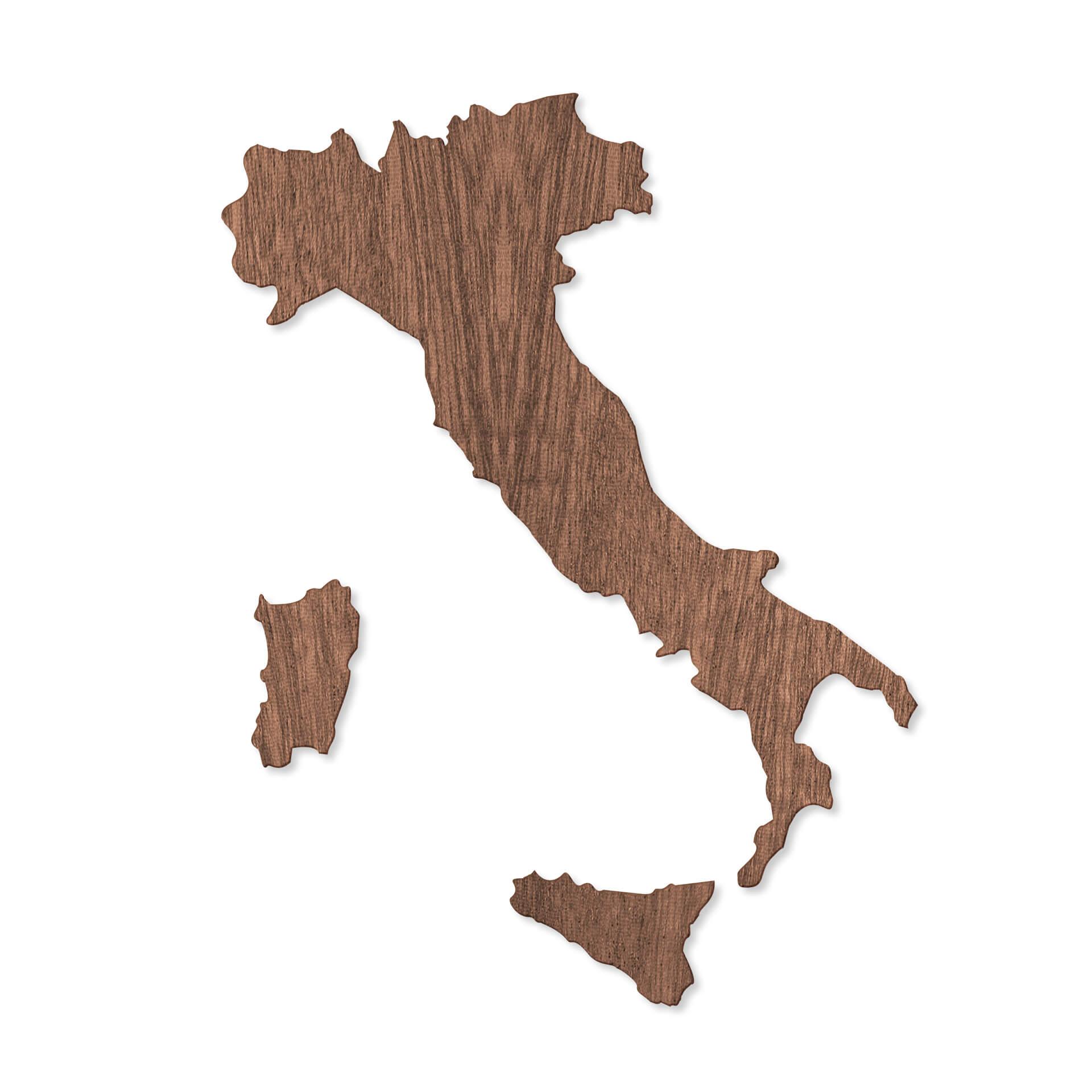 Houten Kaart Italië - mahonie fineer
