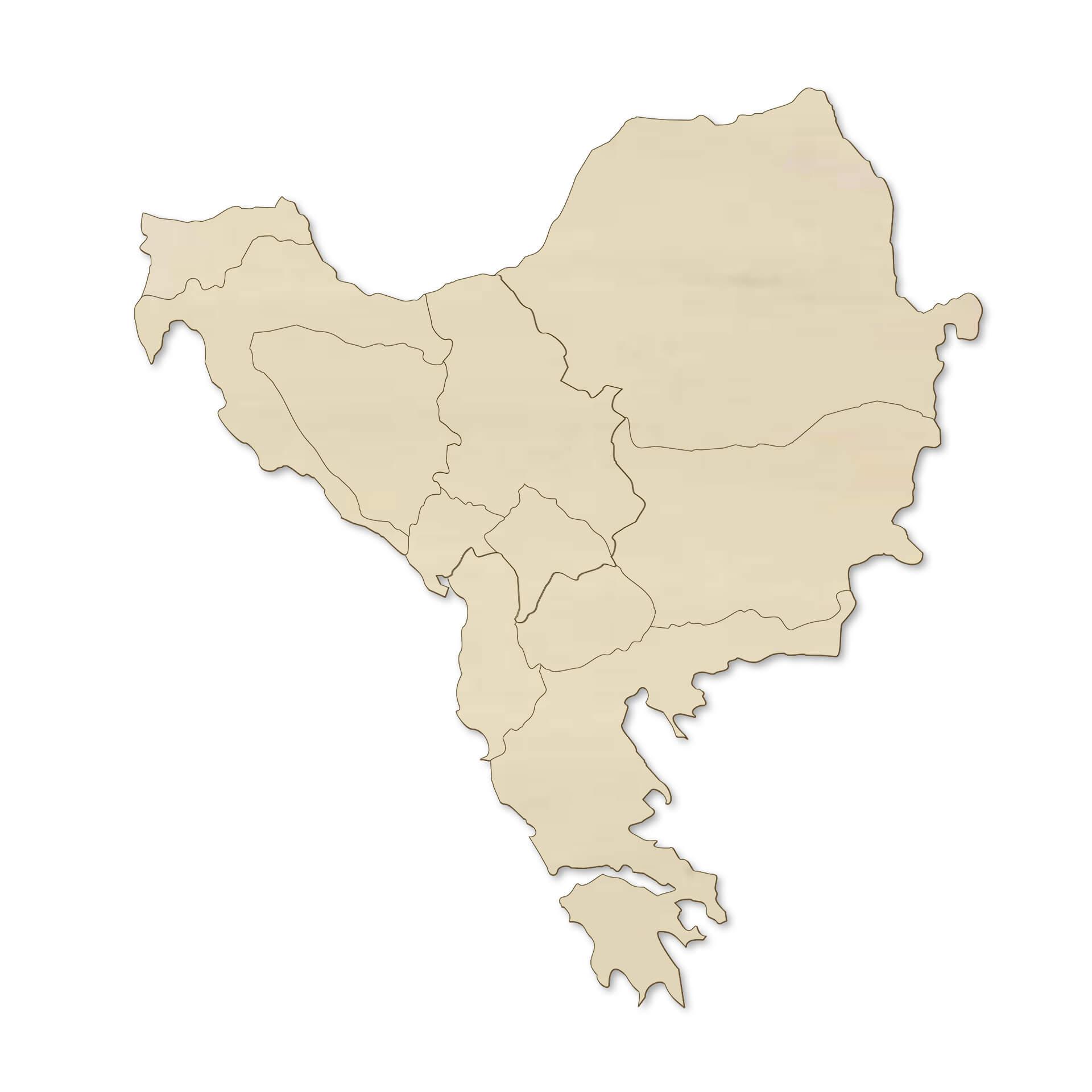 Chapa de álamo Wood Art - Mapa Balcanes Europa Sudoriental