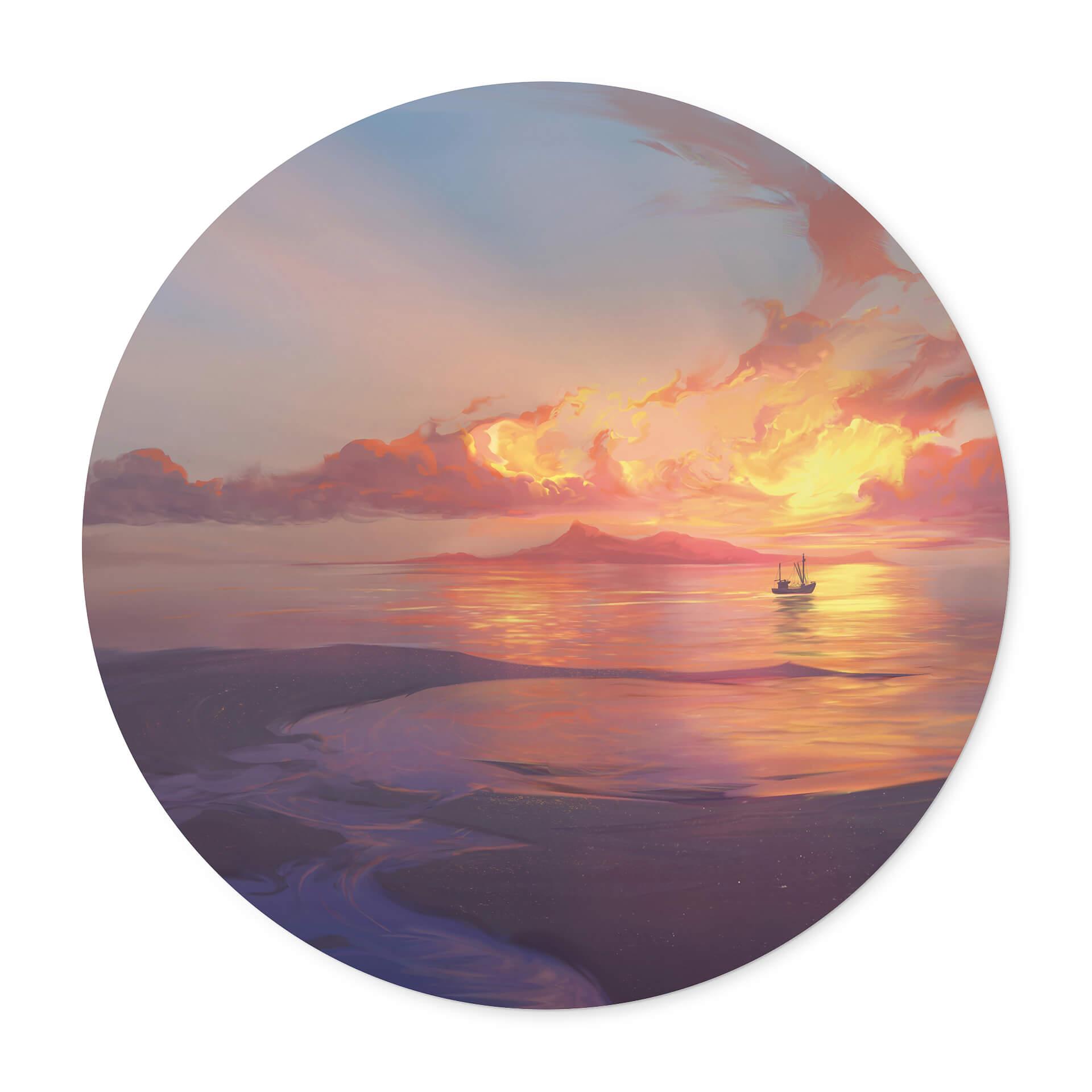 Adesivo murale - Tramonto sul mare - Rotondo