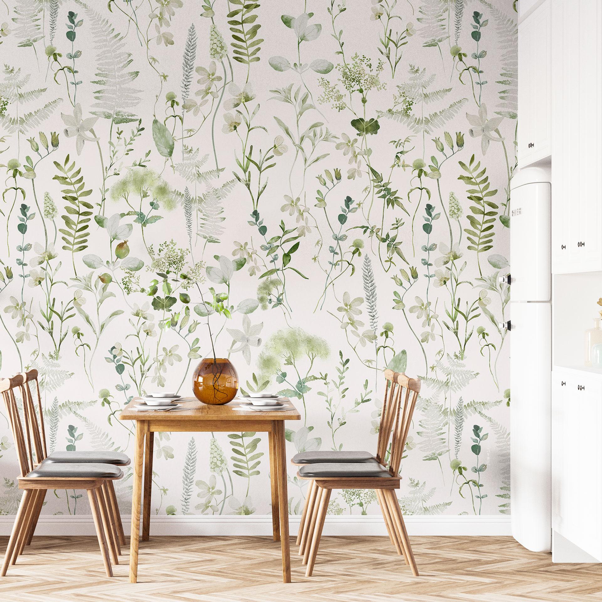 Fototapet med örter och vildblommor - UN Designs