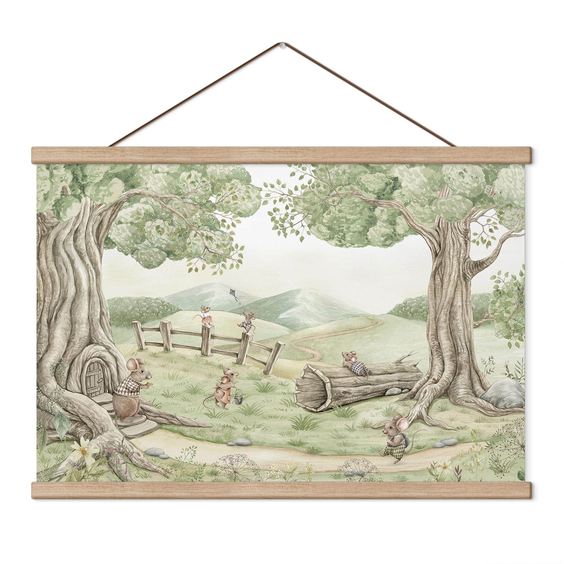 Kinderkamer Textielposter Familie Muis in het bos - Kikki Belle