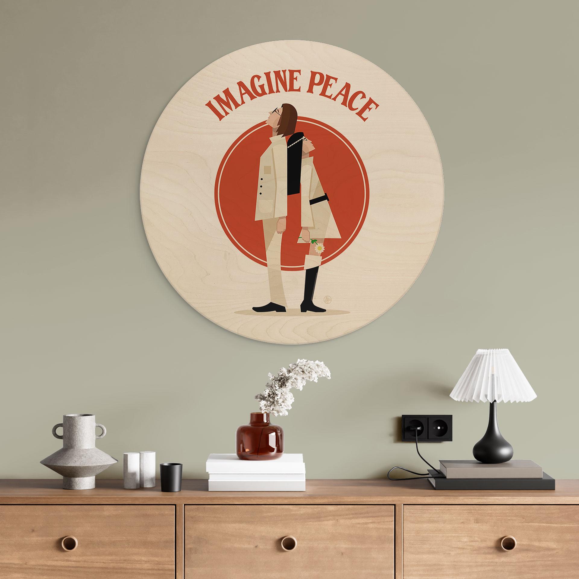 Billede af træ Imagine Peace - To for fred og håb - Retrodrome - Rund