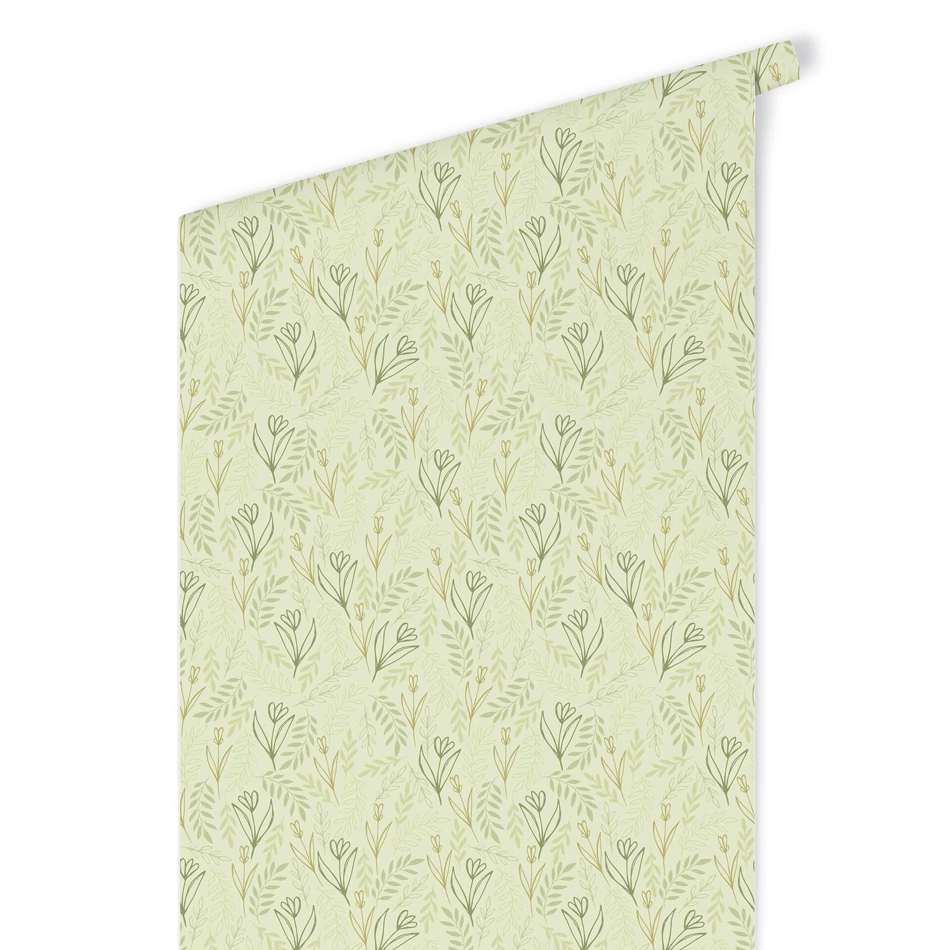 Patroonbehang Graphic Flowers - groen