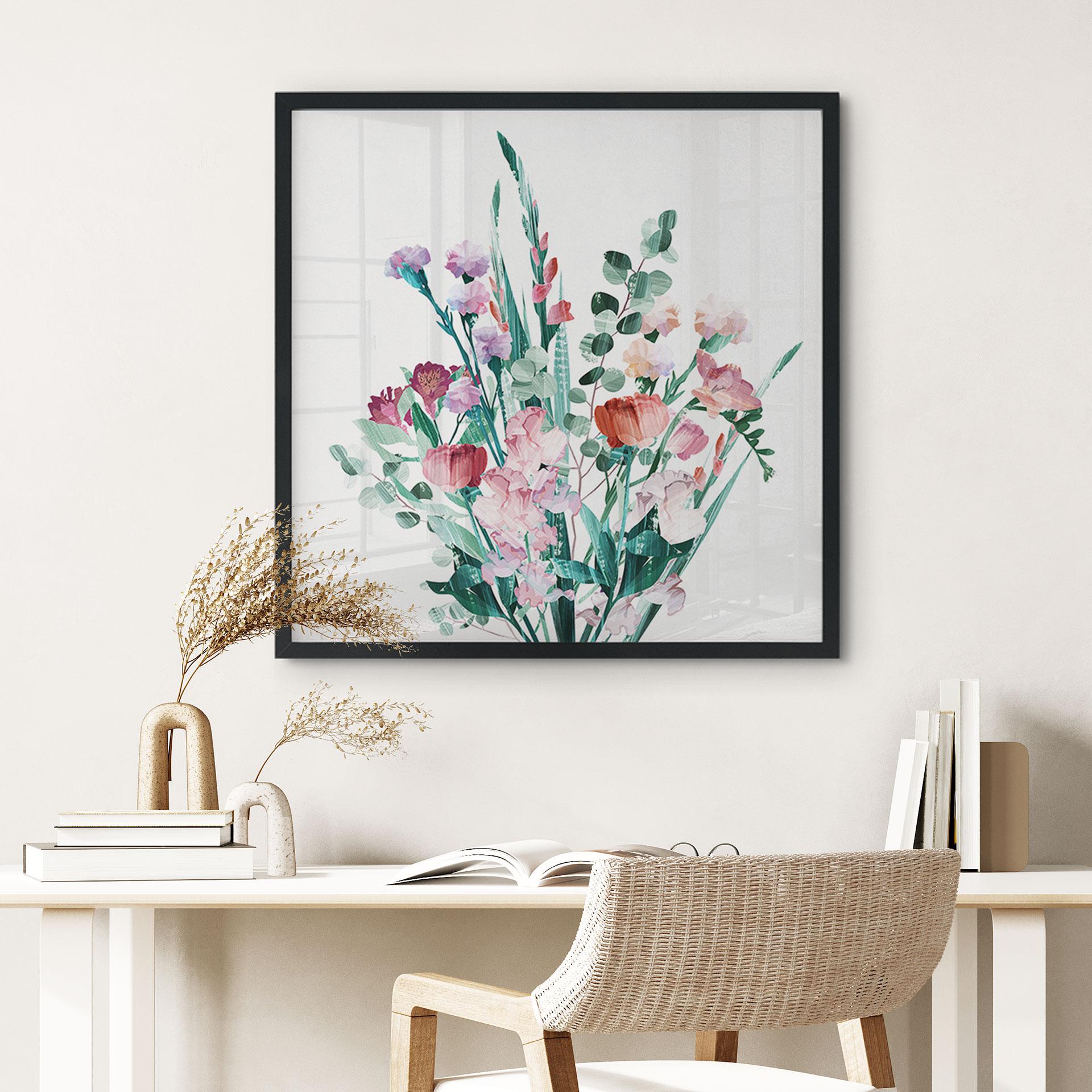 Plakat Wildflowers Bouquet in Spring - Goed Blauw - Square