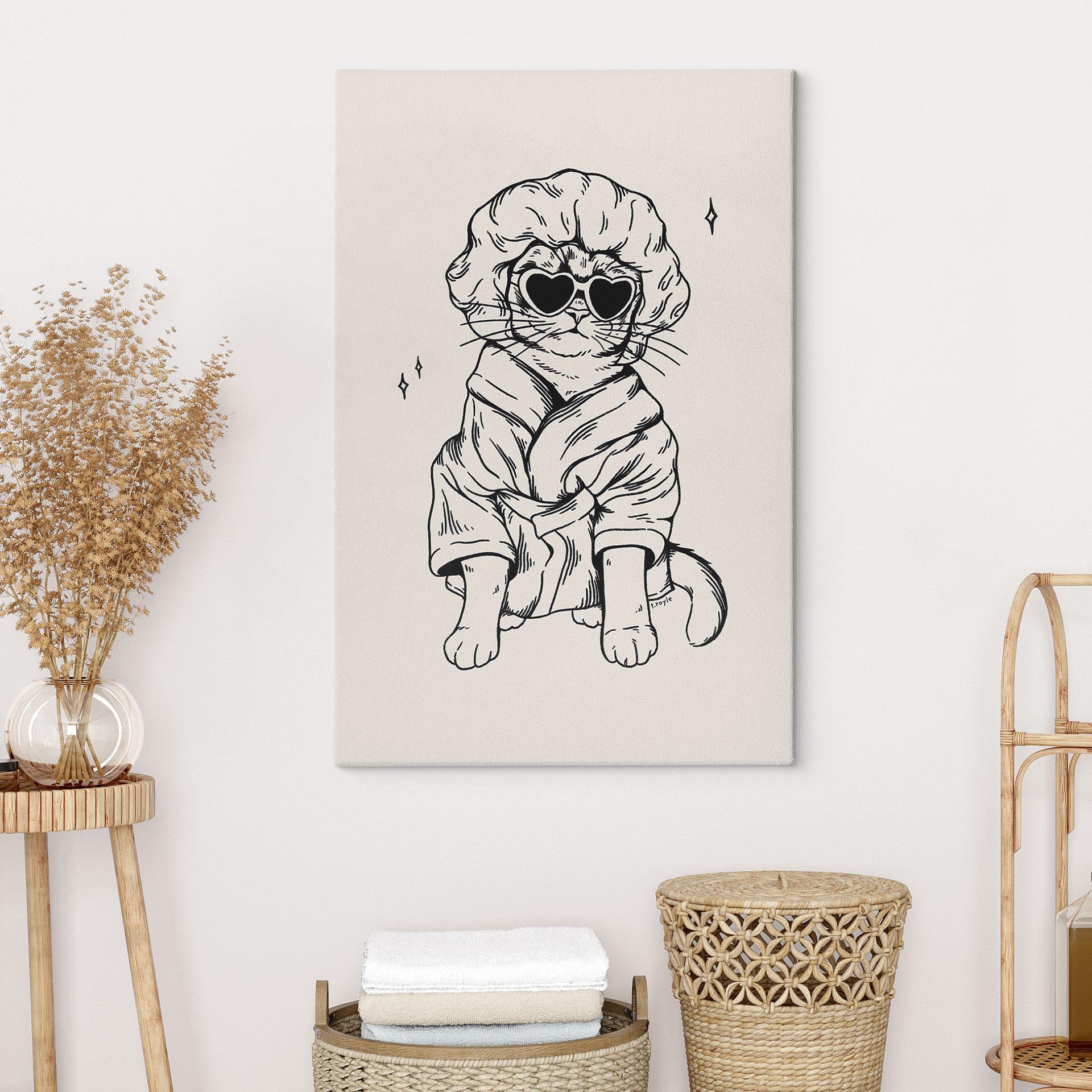 Canvas Ontspannen kat met hartvormige bril - Royle