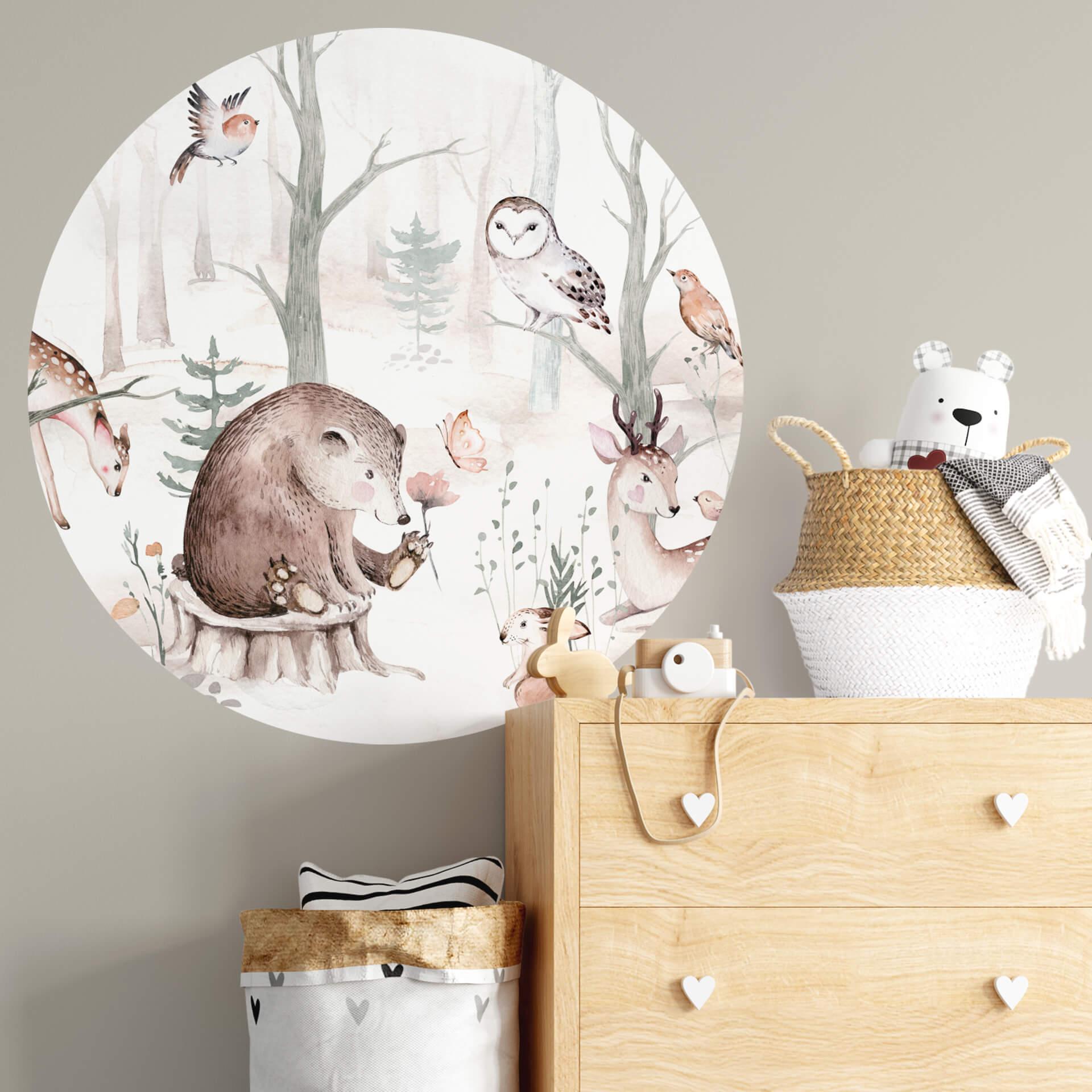 Sticker mural Kvilis - Amis des animaux - Rond