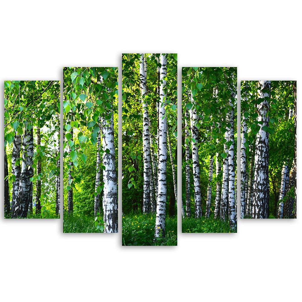 5 stykke lærredsprint, Birch Forest Green