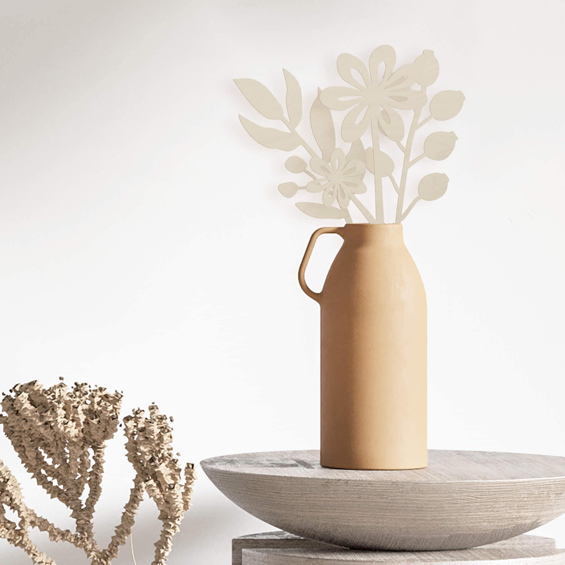 Décoration en bois placage peuplier Bouquet de Fleurs (3 parties) Hauteur 30 cm