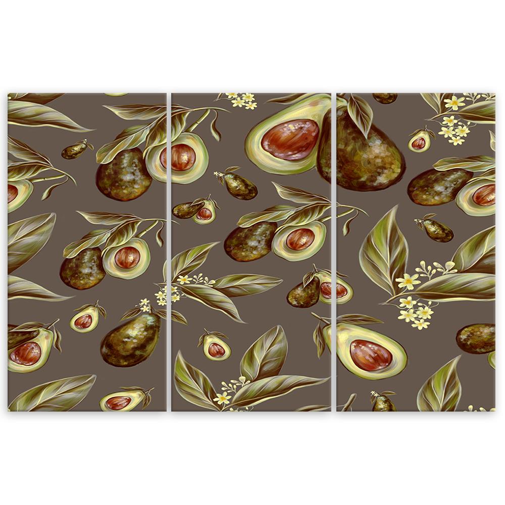 Lærredstryk 3 dele, halve avocado