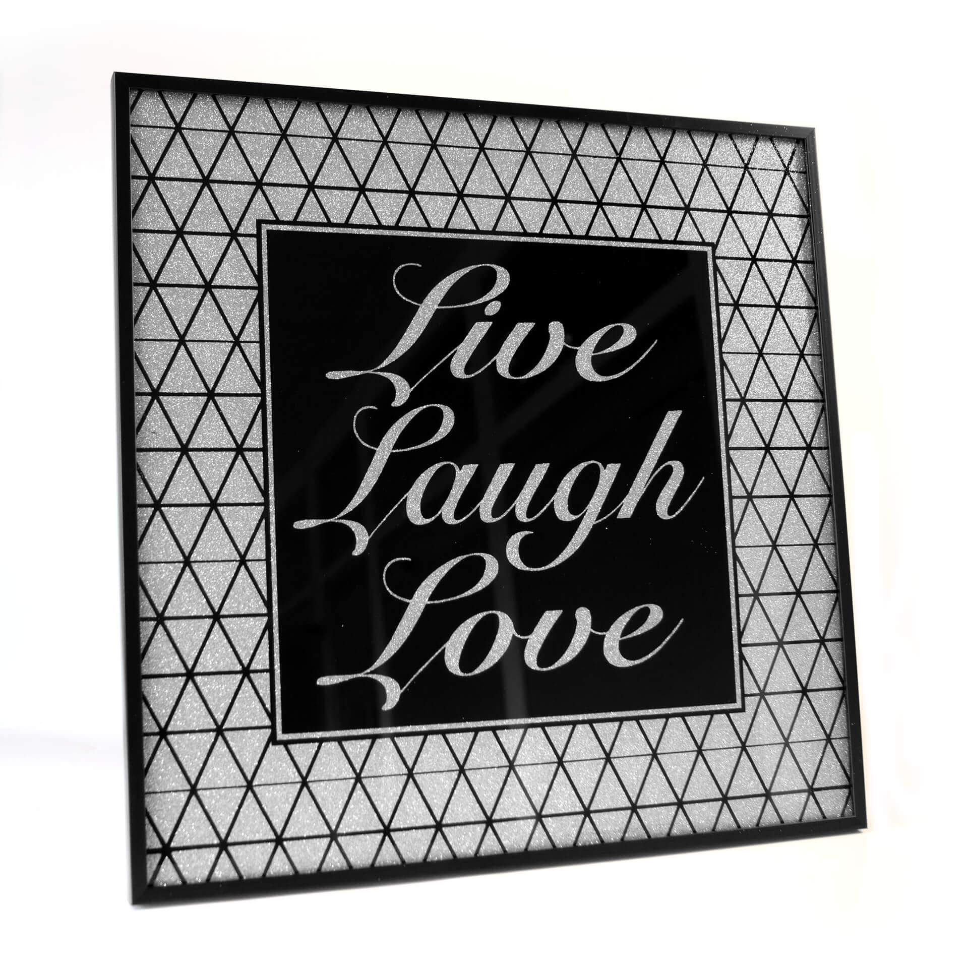 Wandbild Live-Laugh-Love - Silber Glitzer