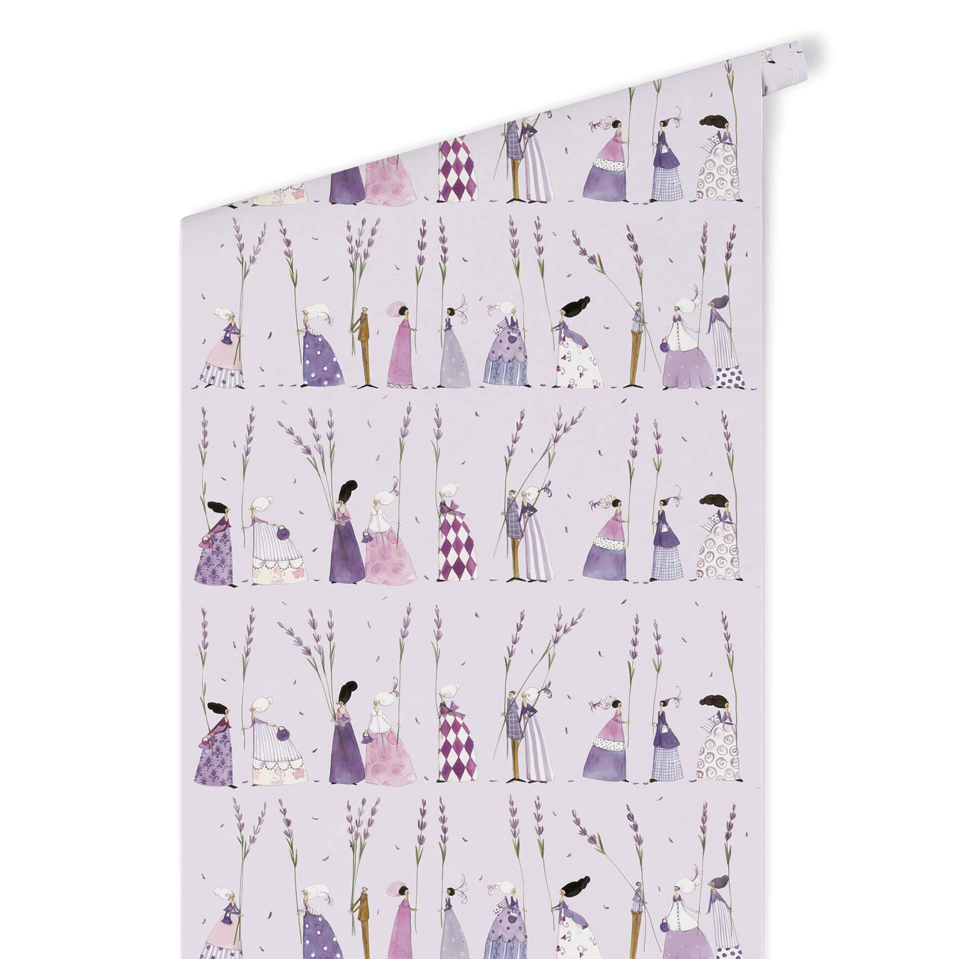 Patroonbehang Leffler – Lavendel Vrouwtjes