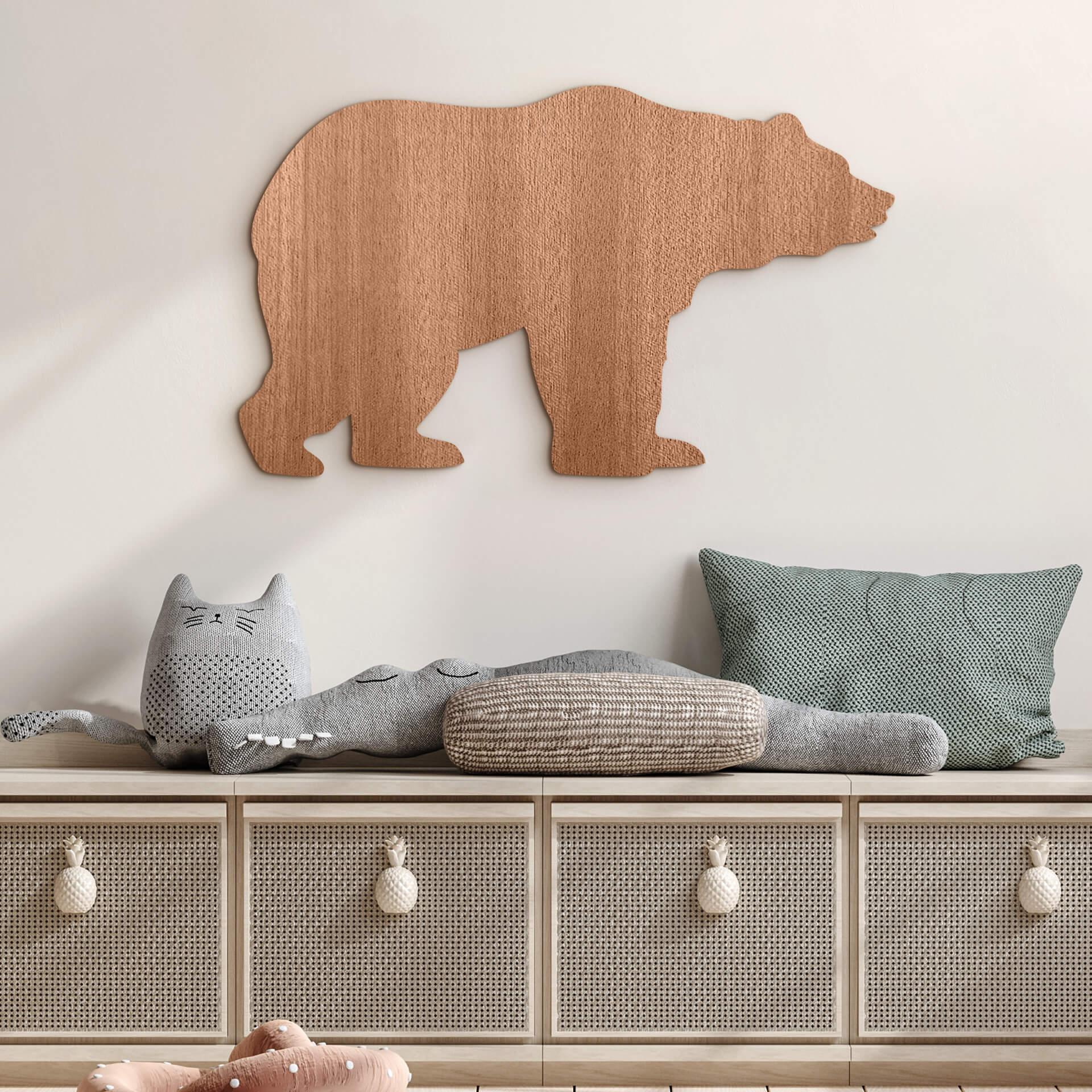 Décoration en bois placage acajou - Ours
