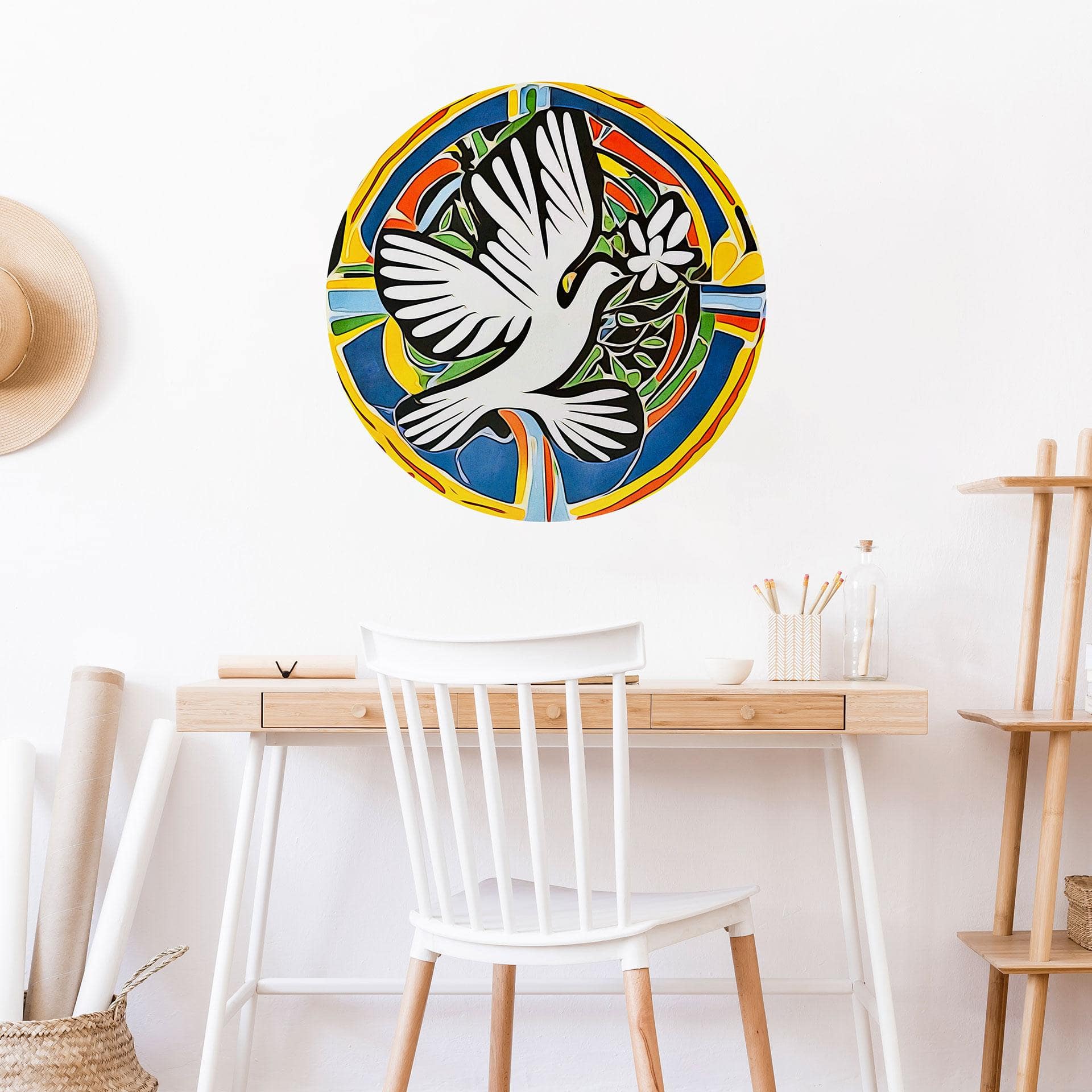 Wall Sticker Farverig fredsdue - inspireret af Matisse - Zamart