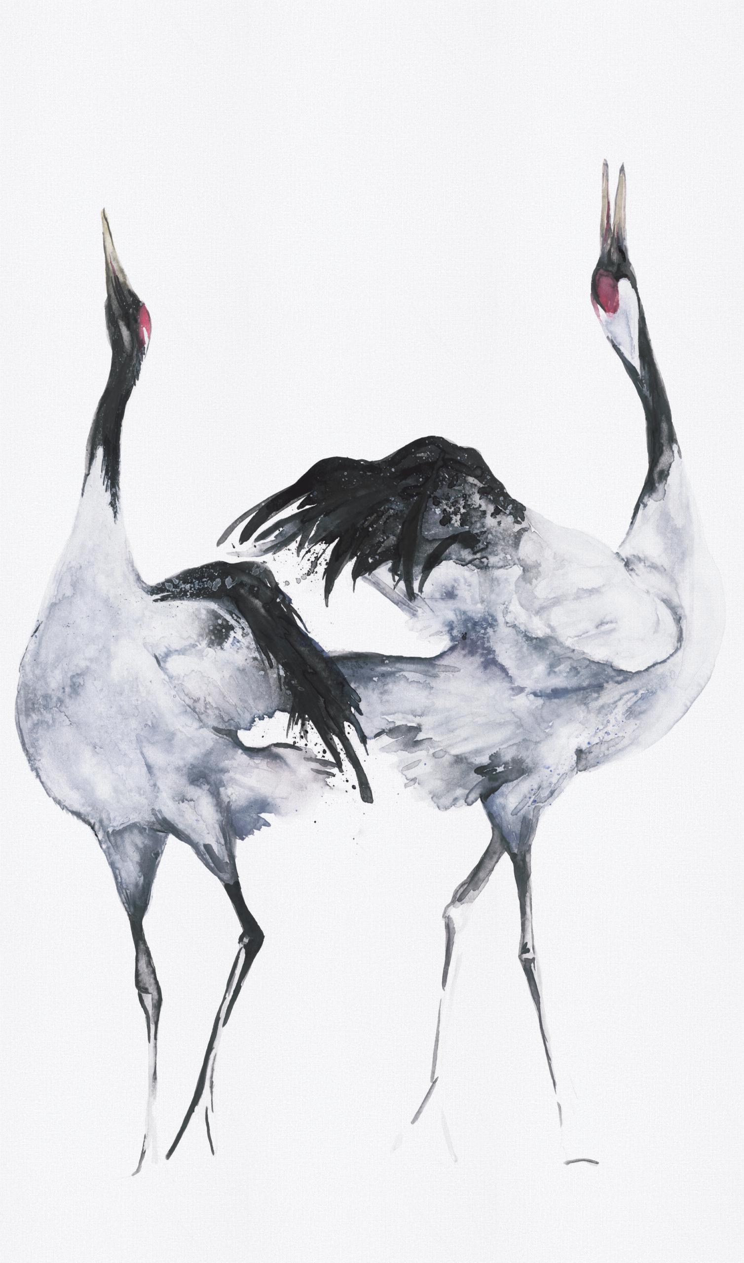 Behang Kumano met illustratie wit