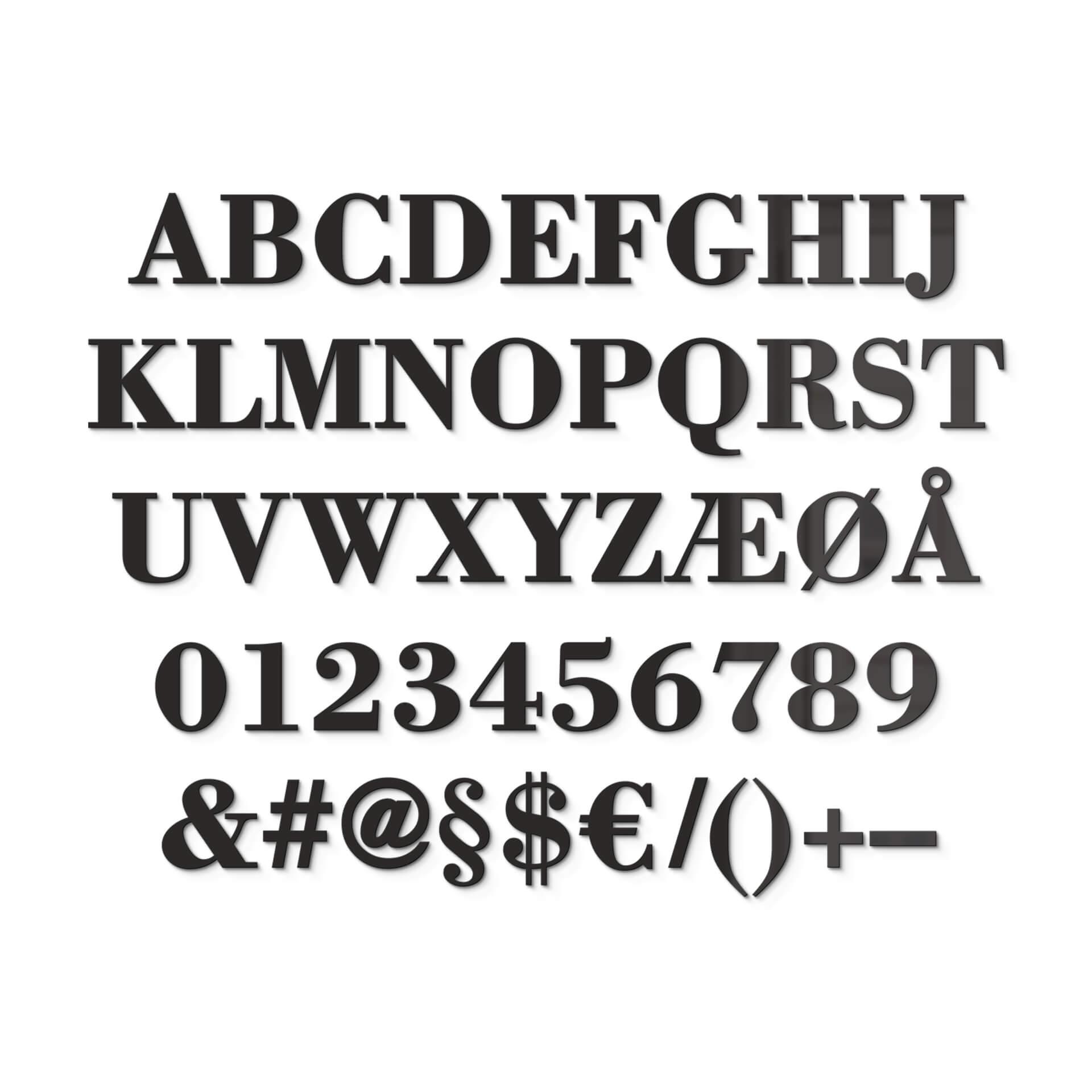Letras acrílicas - Fuente Bodoni