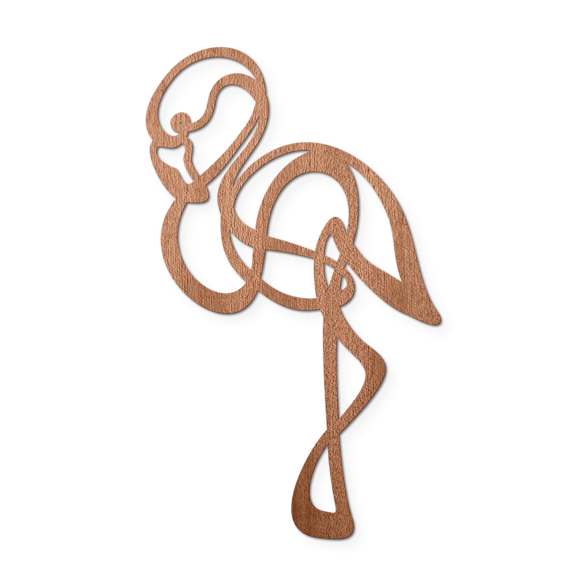 Decoración en madera caoba - Line Art - Flamingo