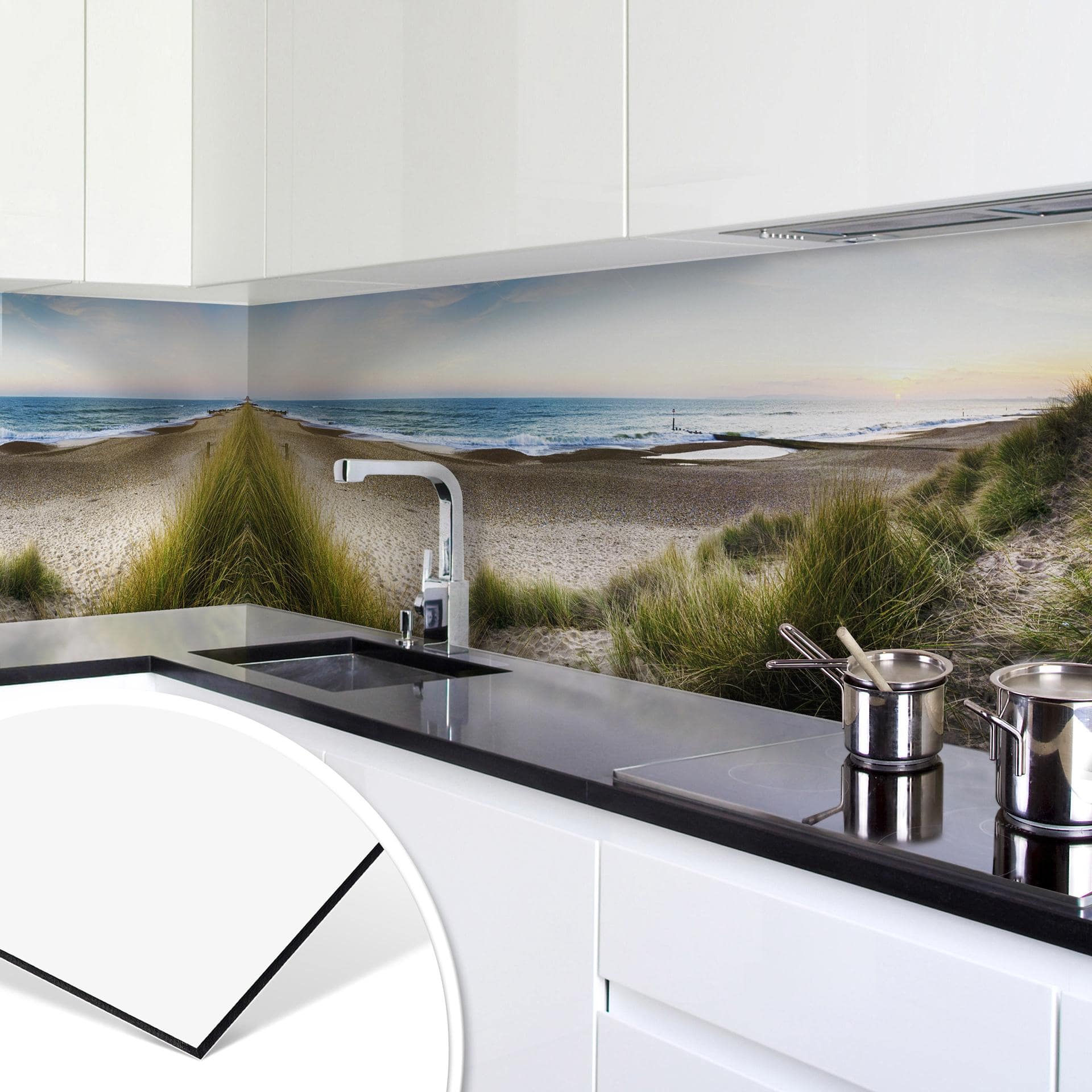 Revêtement pour cuisine - Alu-Dibond - Plage en panorama