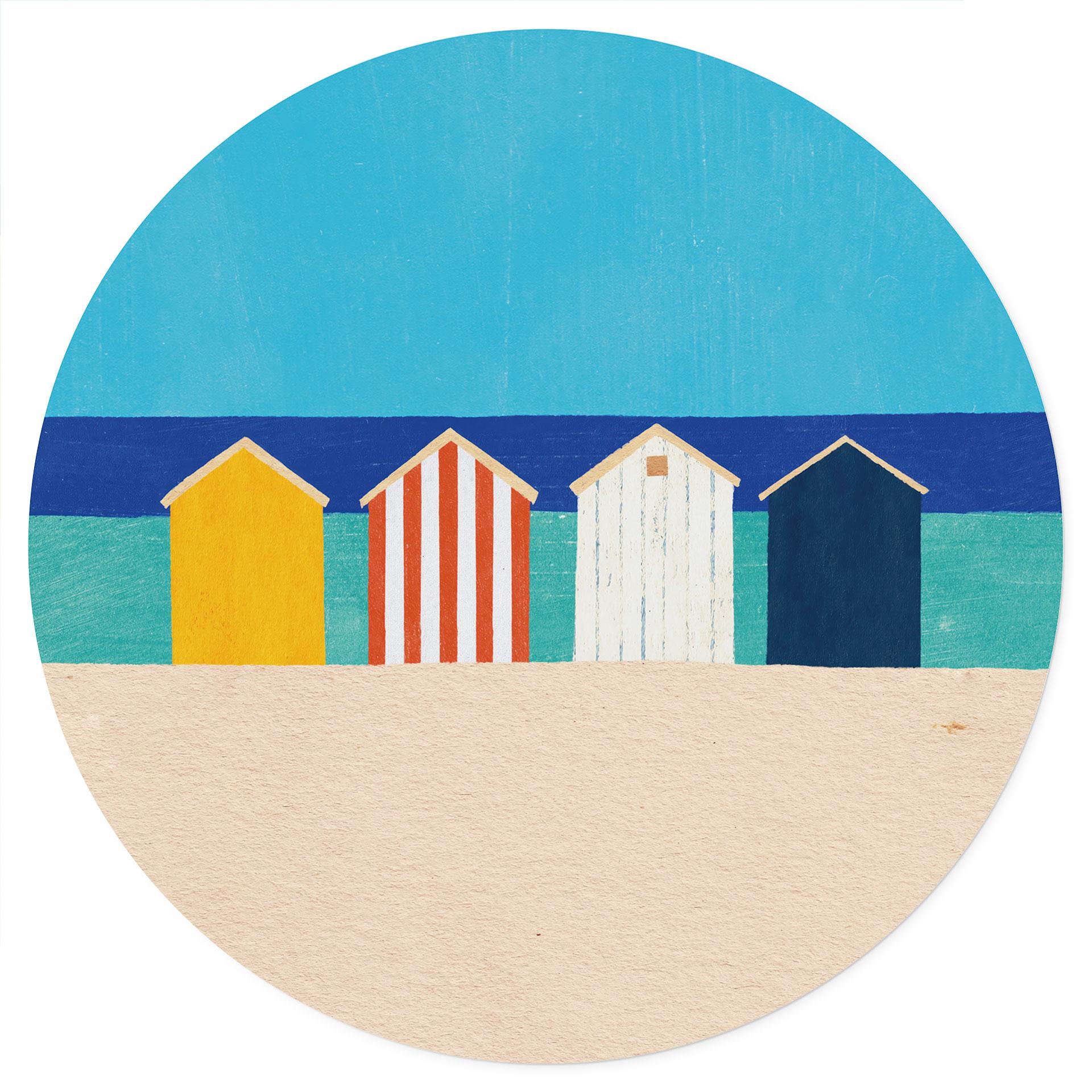Vinilo decorativo Casetas de playa junto al mar - Rivers - Redonda