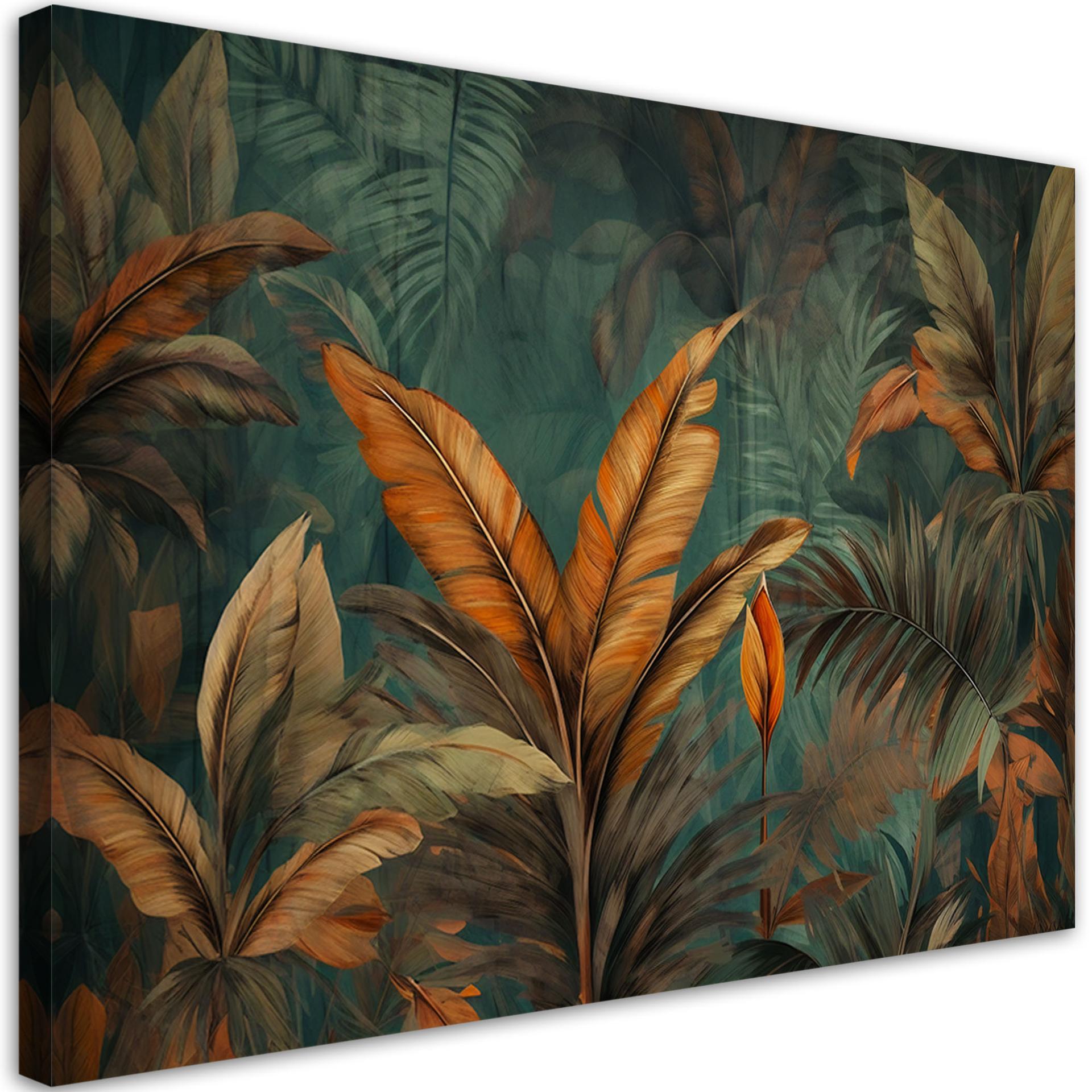 Canvasbillede, Tropiske blade og blomster
