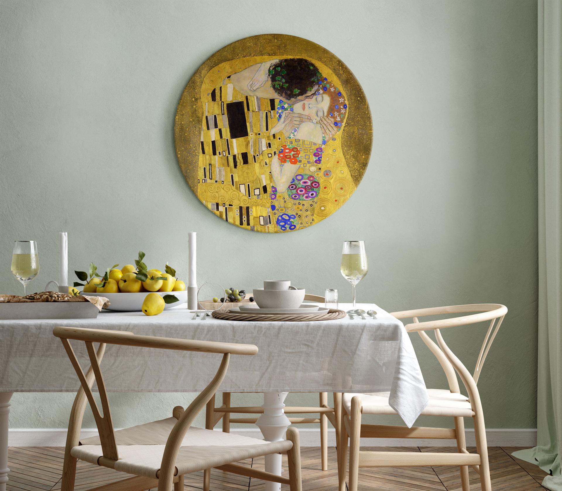Rundes Leinwandbild Klimt - Der Kuss