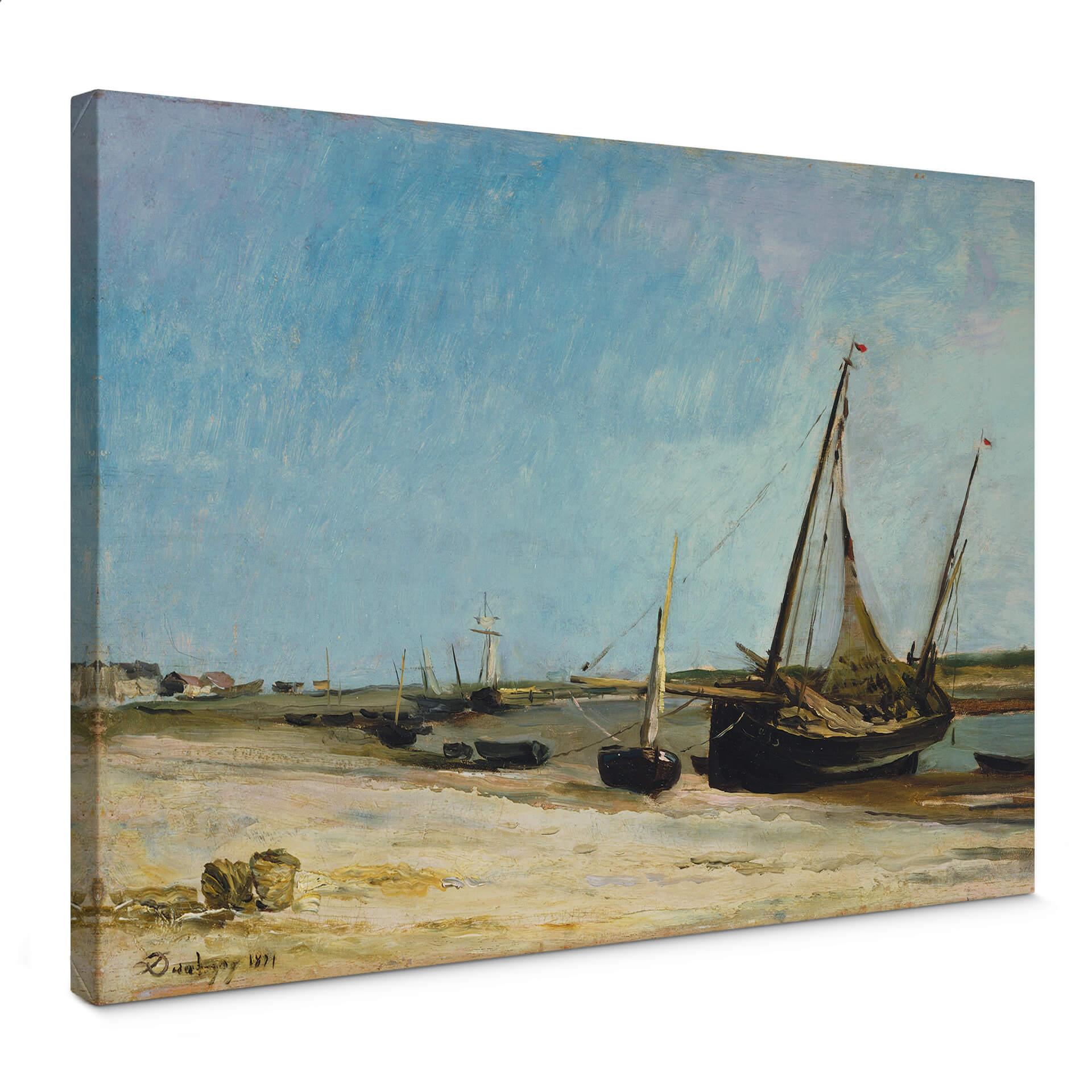 Lienzo Daubigny - Barcos en la playa de Ètaples