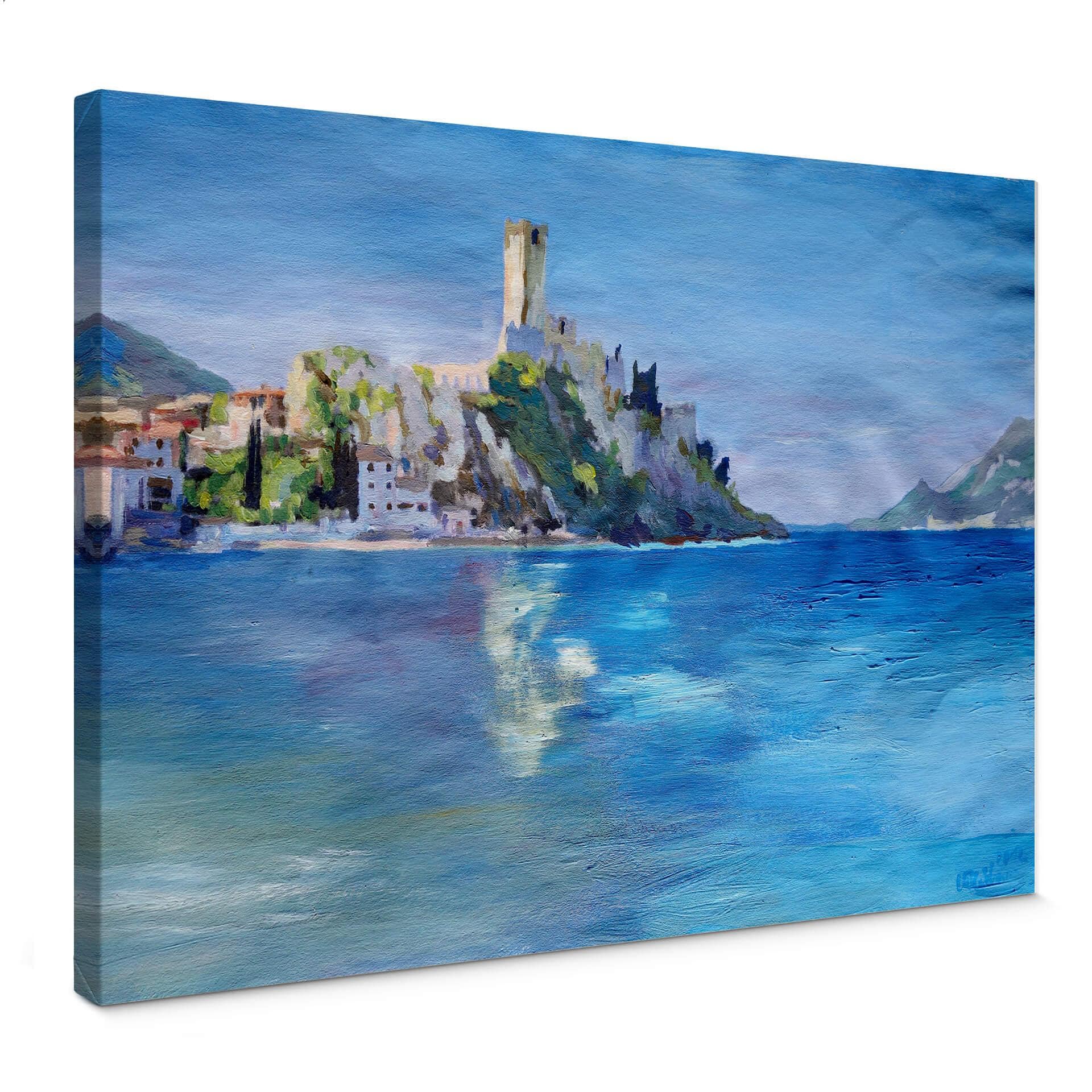 Canvastavla Bleichner - Malcesine med Castello Scaligero