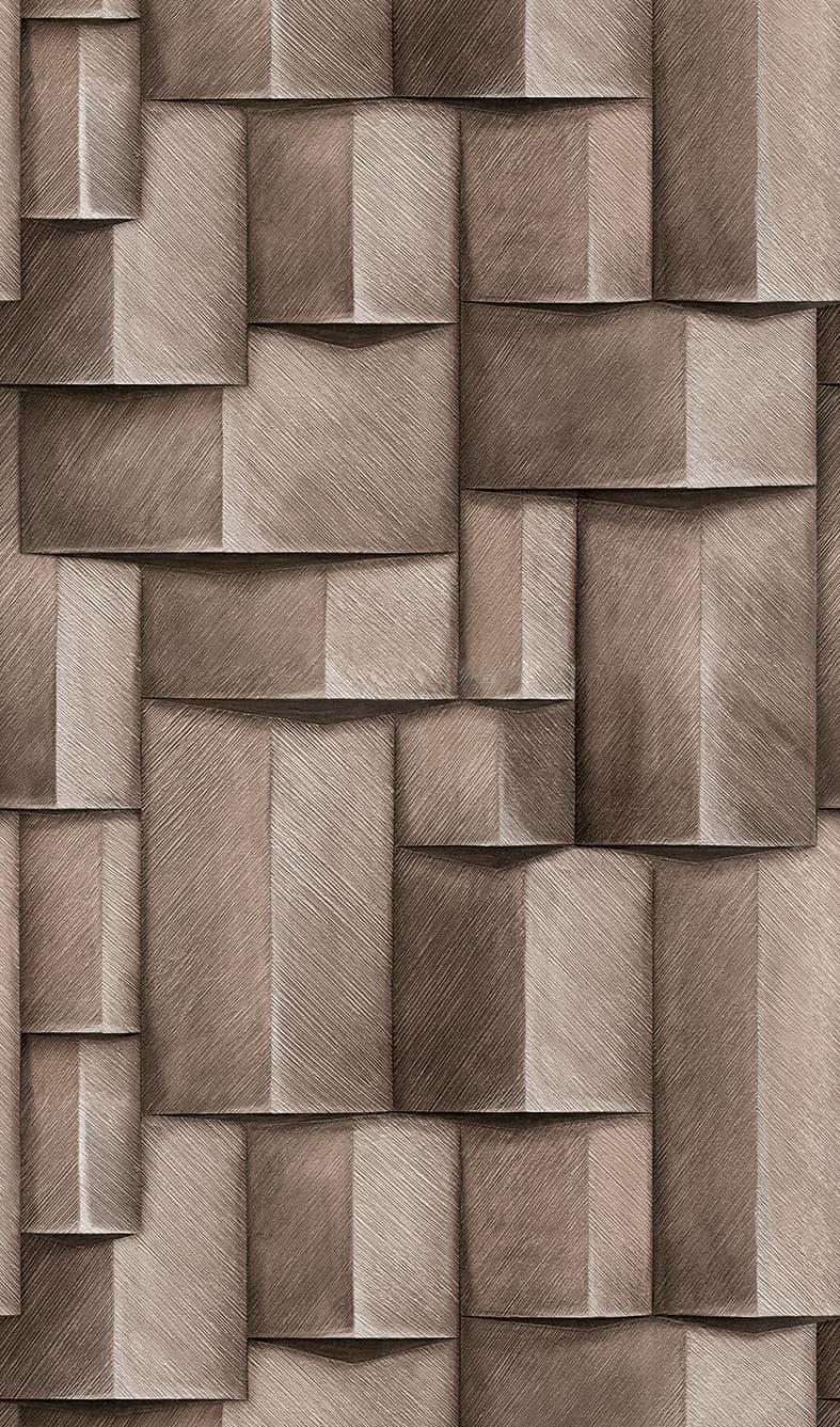 non-woven tapet med træmotiver geometrisk hvid, brun 3D-look 2,70 x 1,59 m