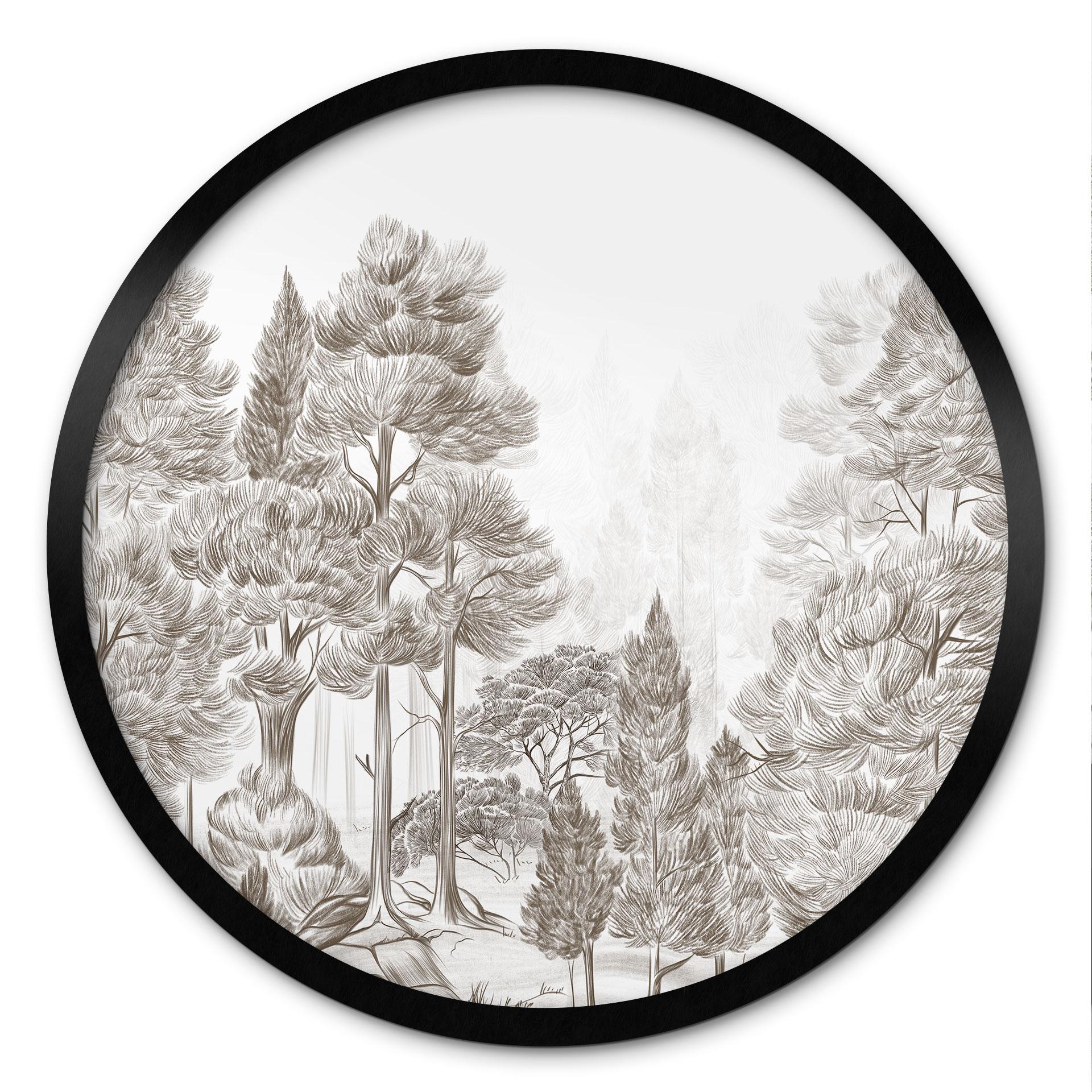 Poster Wald mit Waldlandschaft in Beige - Ms Tiff - Rund