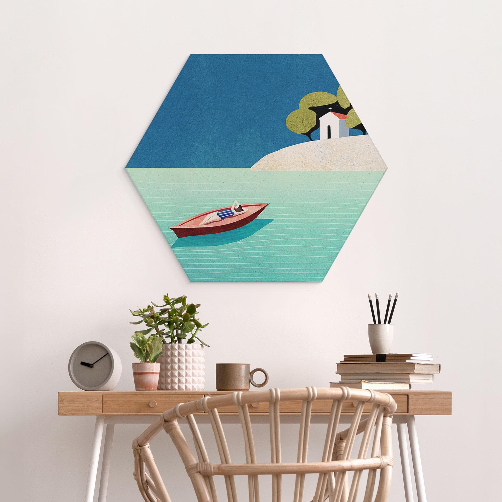 Hexagon Dibond Siesta om sommeren - Rivers