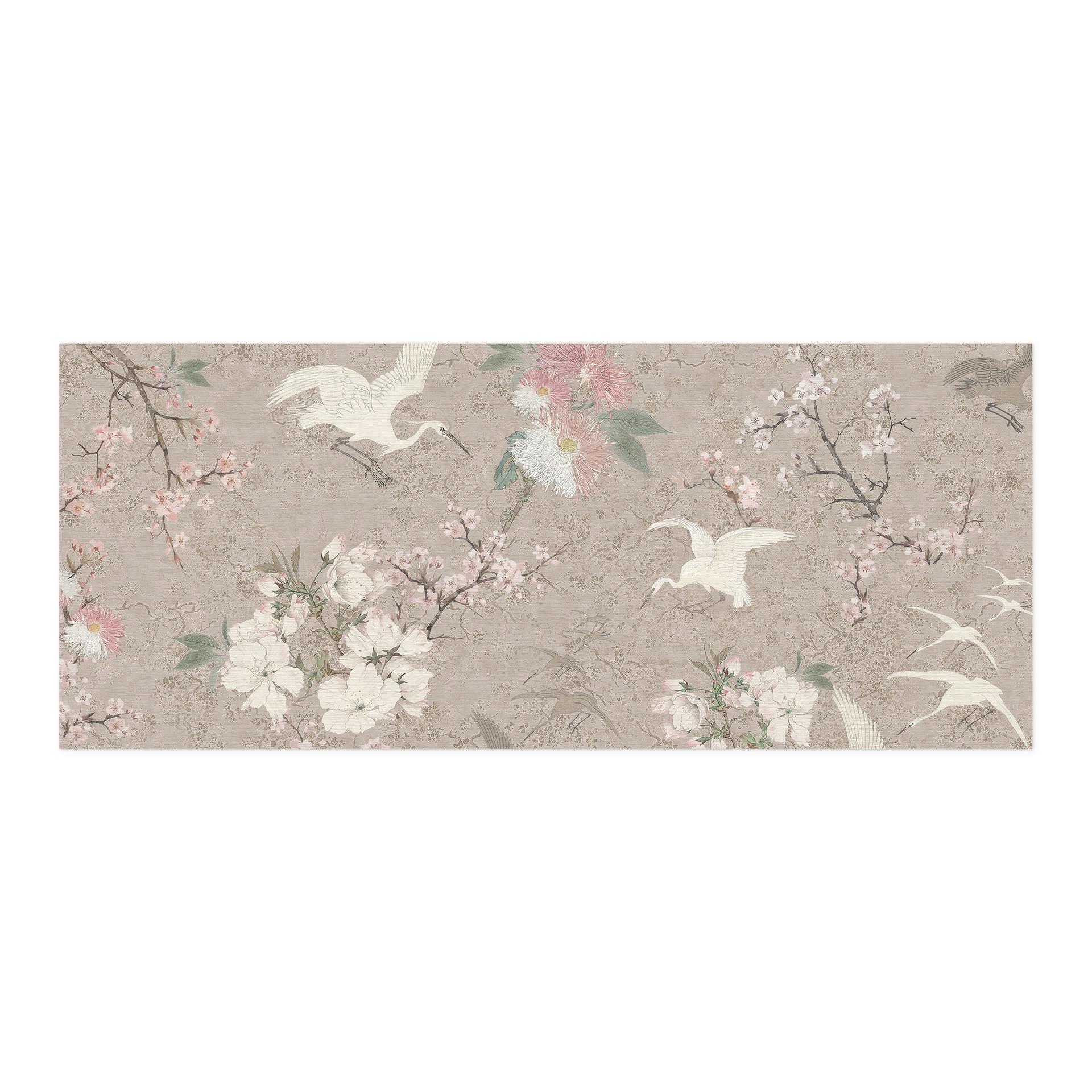 Selvklæbende stænkplade til køkken Kraner i kirsebærblomstervælde Beige - Bloomery Decor