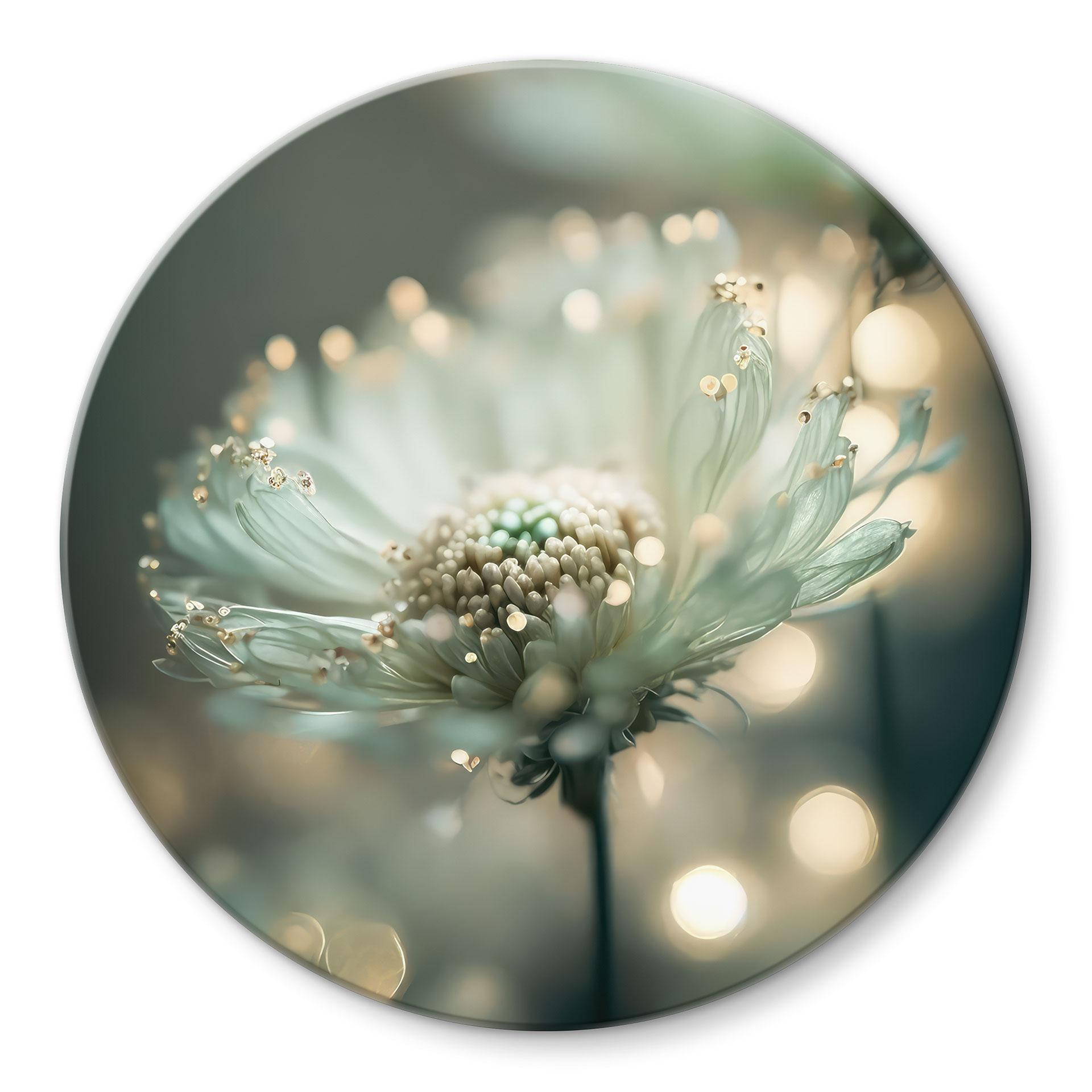 Glasbillede - Delikat glitrende blomster - Treechild - Rund