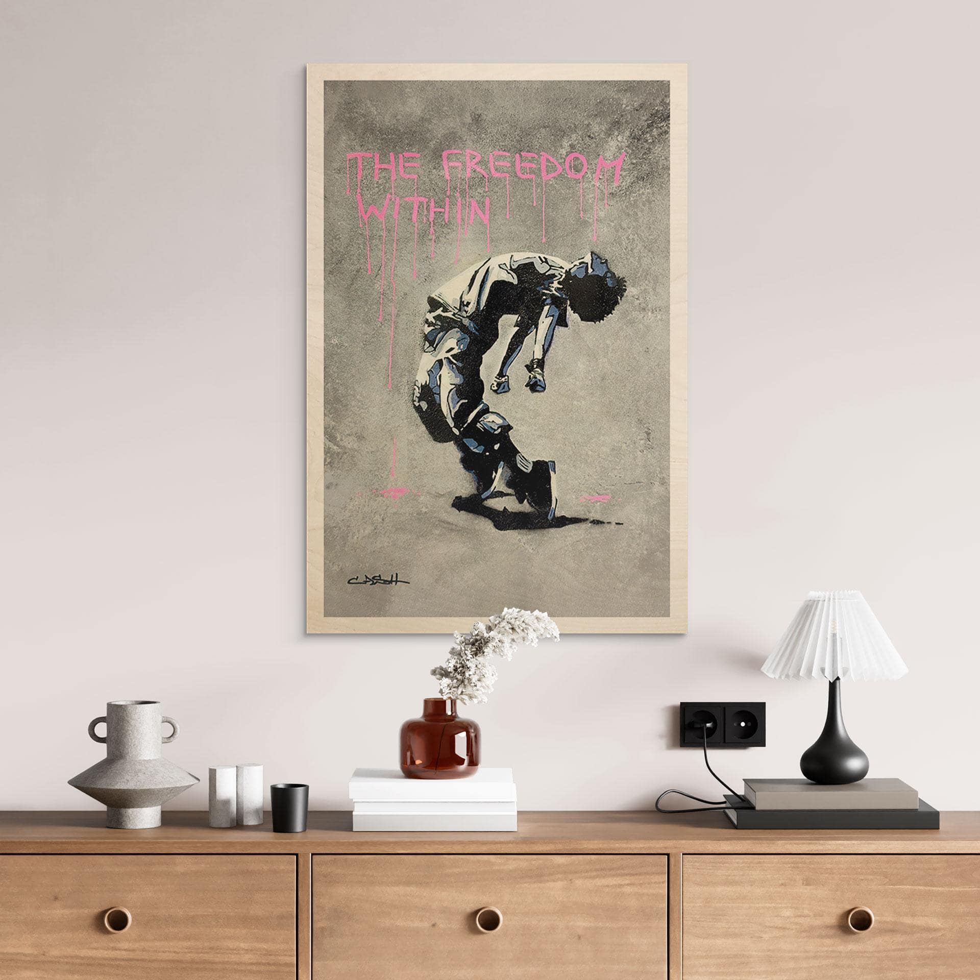 Stampa su legno Ballerino Street Art Freedom Within - Habib