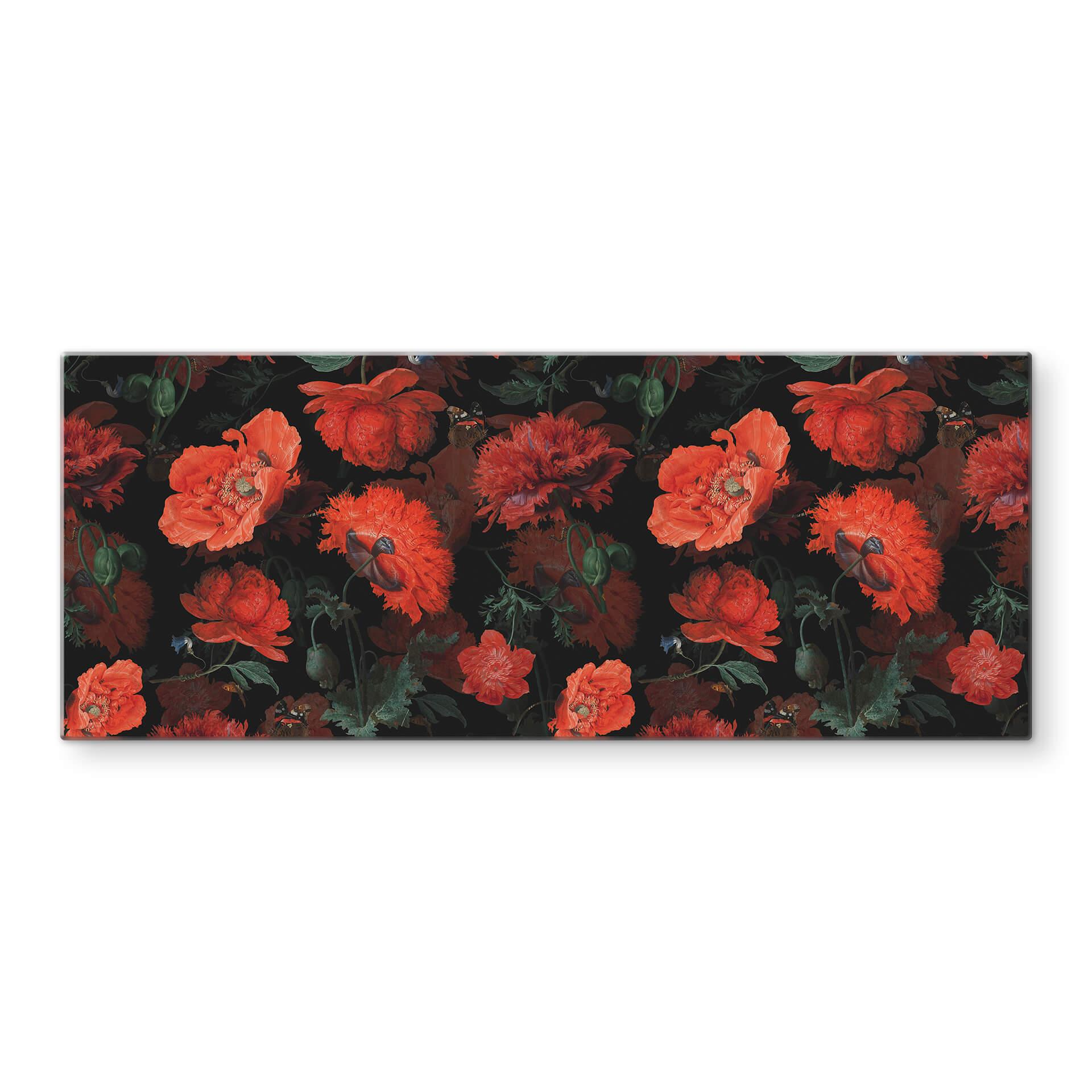 Pannello paraschizzi - UN Designs - Fiori rossi - Panorama
