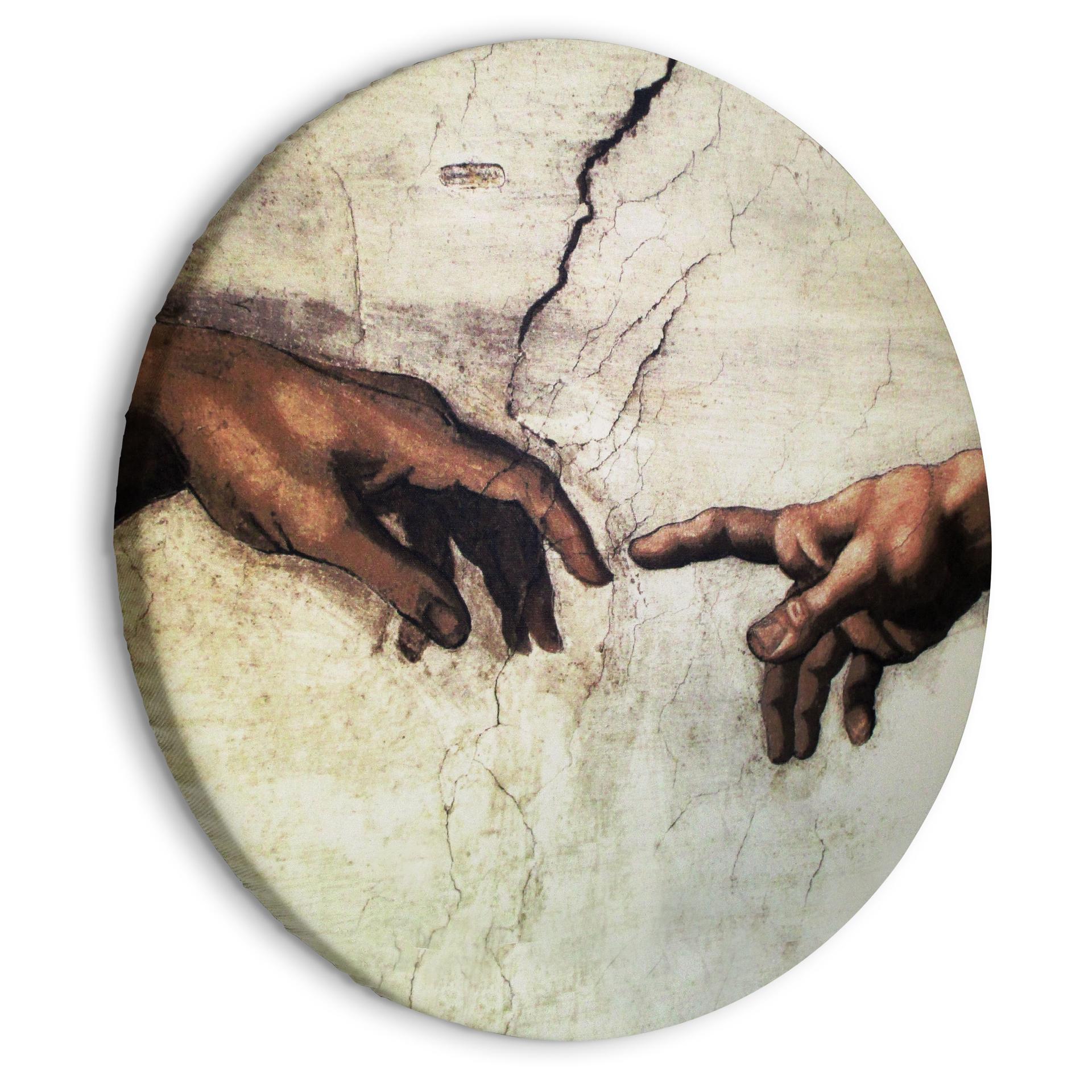 Rundes Leinwandbild Michelangelo - Die Erschaffung Adams