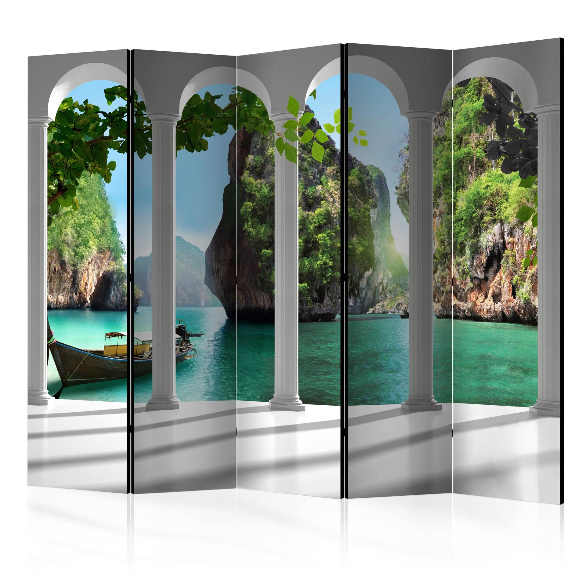 Screen room divider - På terrassen , 5-delt - 225x172 cm